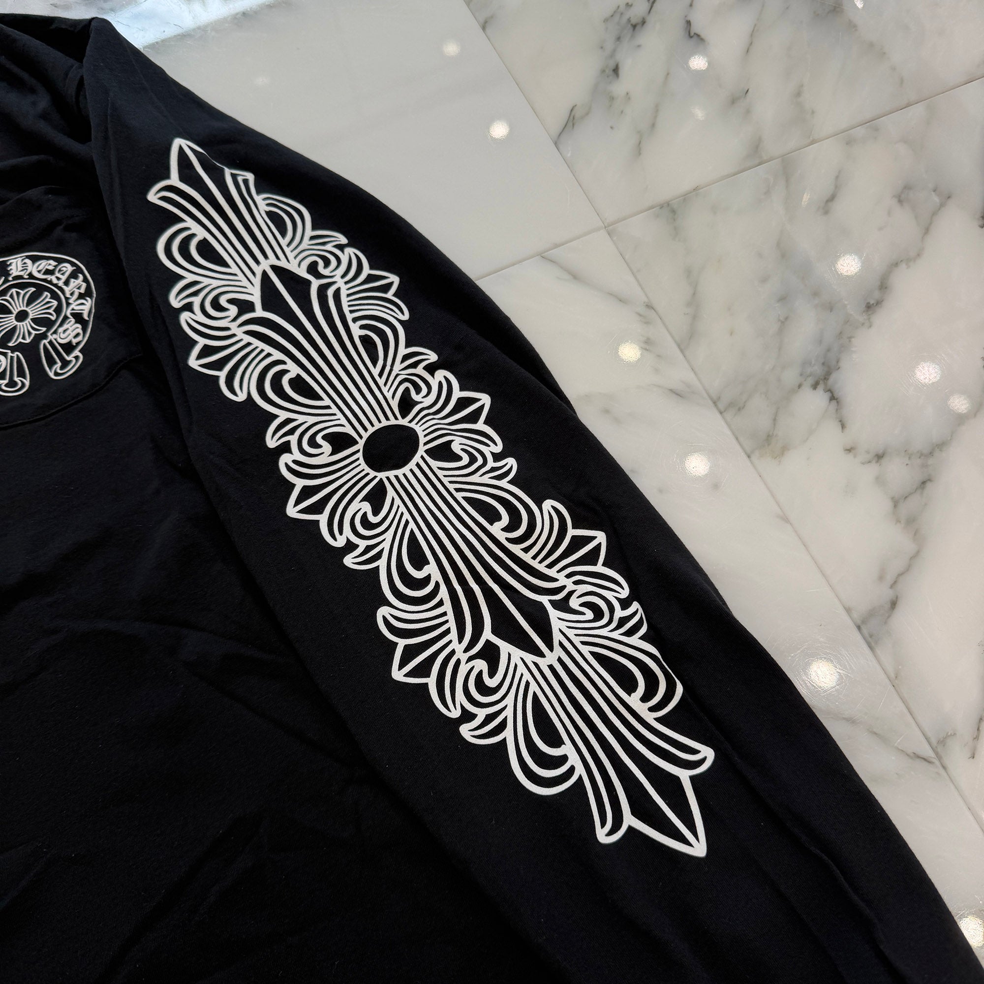 CHROME HEARTS London Limited Floral Cross Horseshoe Long Sleeve Tee L クロムハーツ ロンドン限定 フローラルクロス ホースシュー ロングスリーブ Tシャツ サイズL