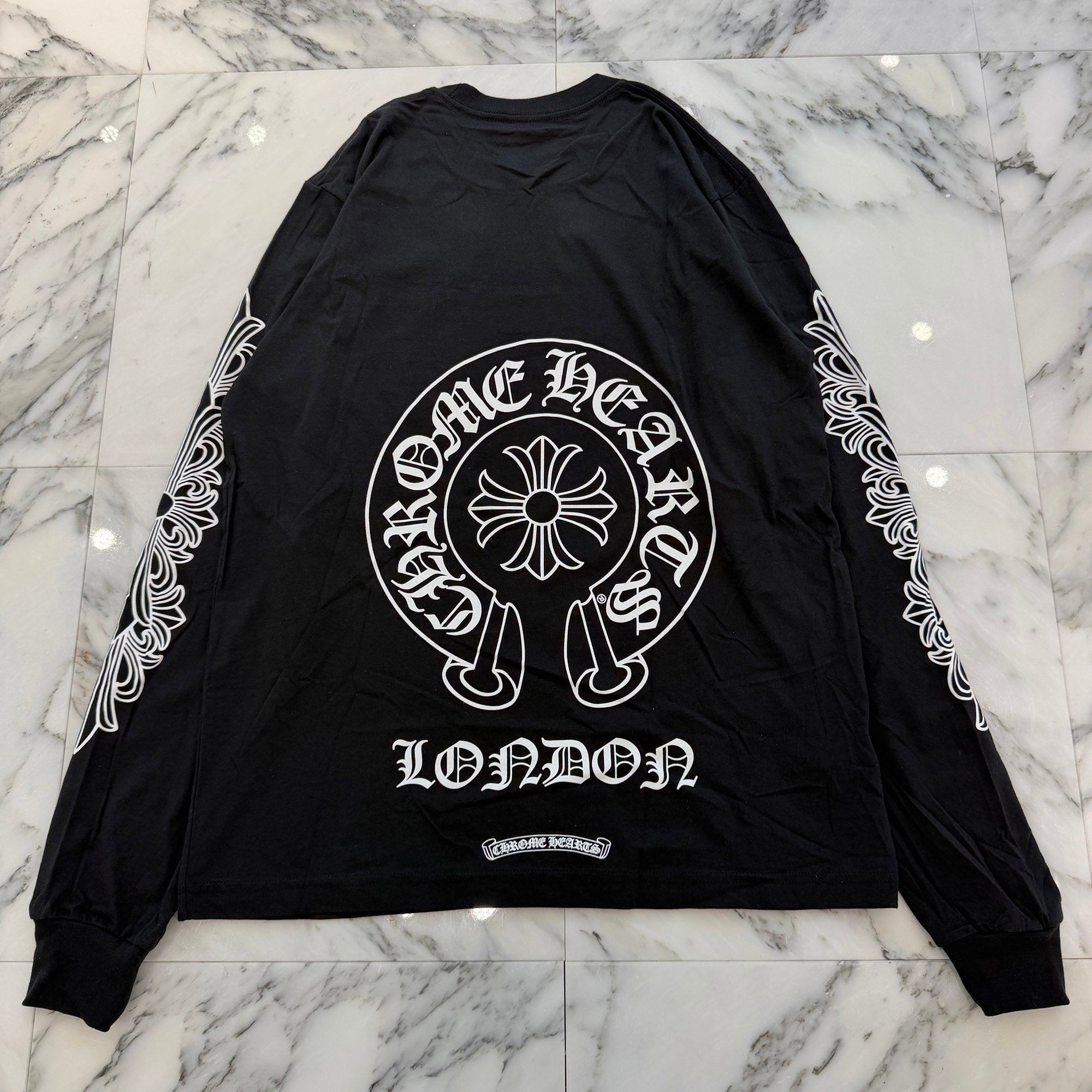 CHROME HEARTS London Limited Floral Cross Horseshoe Long Sleeve Tee L クロムハーツ ロンドン限定 フローラルクロス ホースシュー ロングスリーブ Tシャツ サイズL