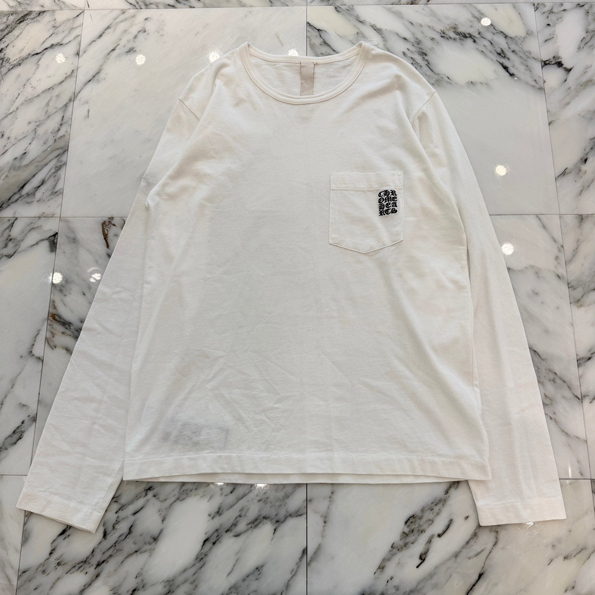 CHROME HEARTS Y NOT Vertical Logo Cross Embroidery Long Sleeve Tee Size M クロムハーツ ワイノット バーティカルロゴ クロス刺繍 ロングスリーブTシャツ サイズM