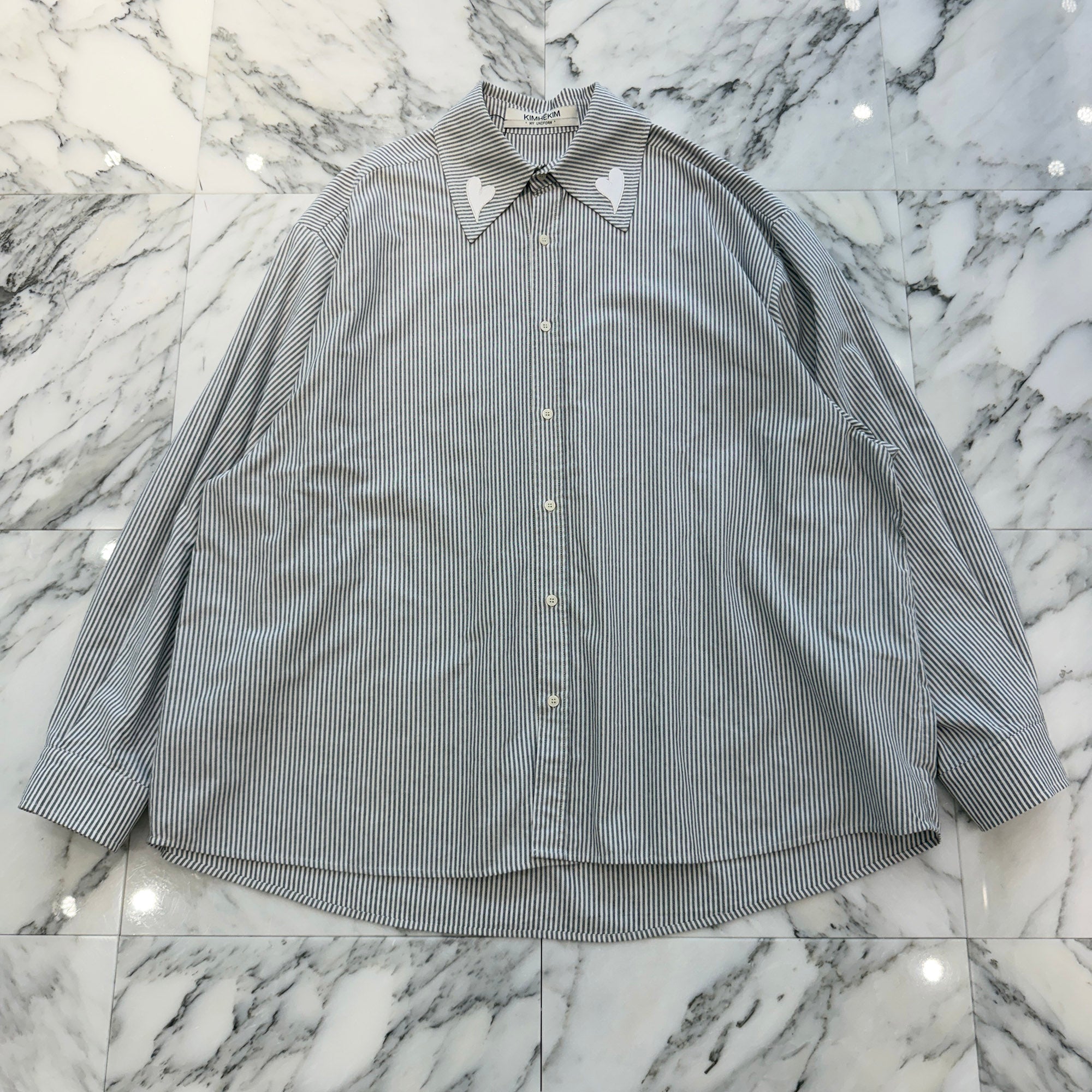 KIMHĒKIM 2025AW Heart Patched Balloon Shirt PS25-SH062-BK Size XL キムヘイム ハート パッチド バルーン シャツ サイズXL