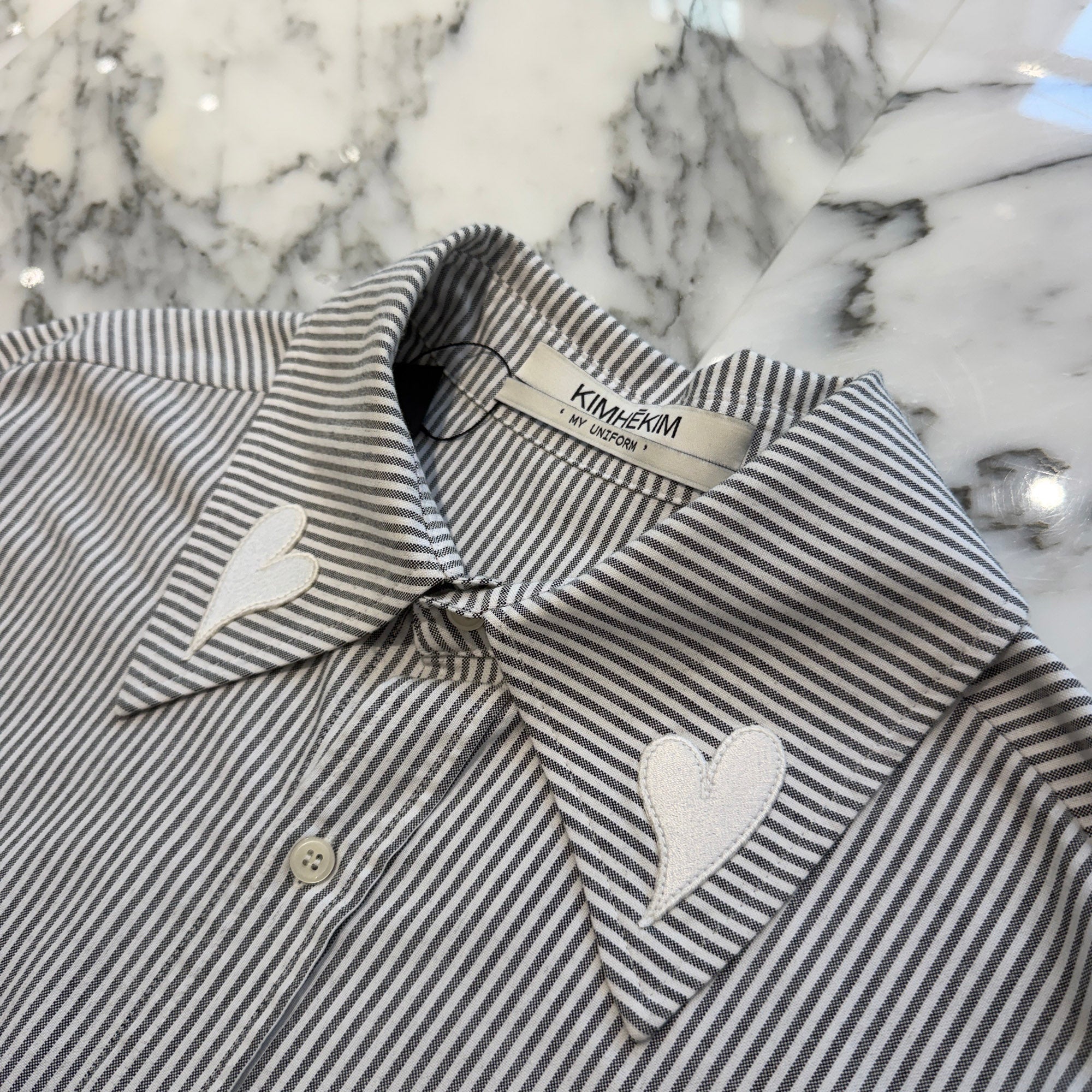 KIMHĒKIM 2025AW Heart Patched Balloon Shirt PS25-SH062-BK Size XL キムヘイム ハート パッチド バルーン シャツ サイズXL
