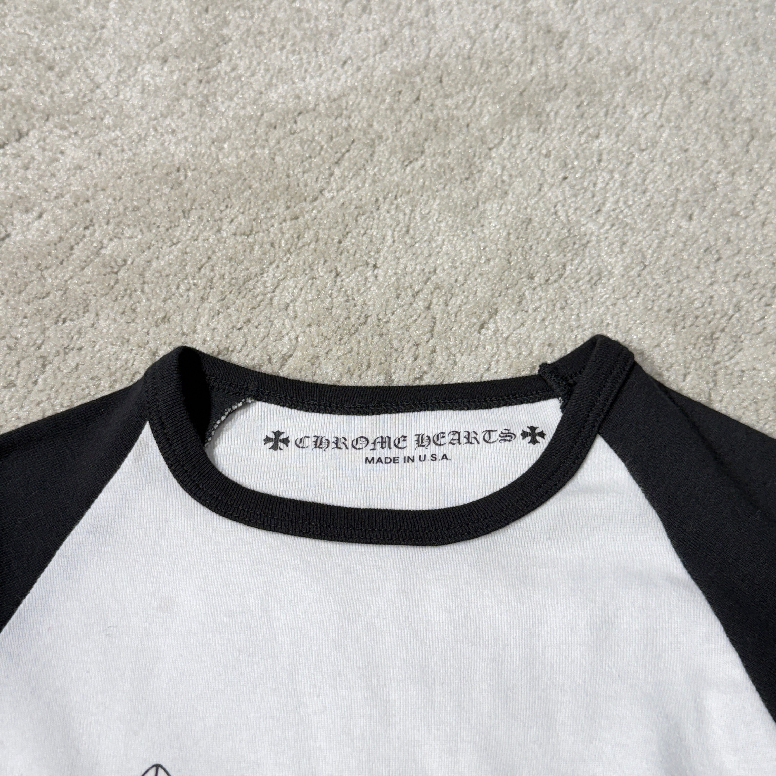 CHROME HEARTS Floral Cross Viny Heart Print Raglan Tee Size XS クロムハーツ フローラルクロス ヴィニーハートプリント ラグランTシャツ サイズXS