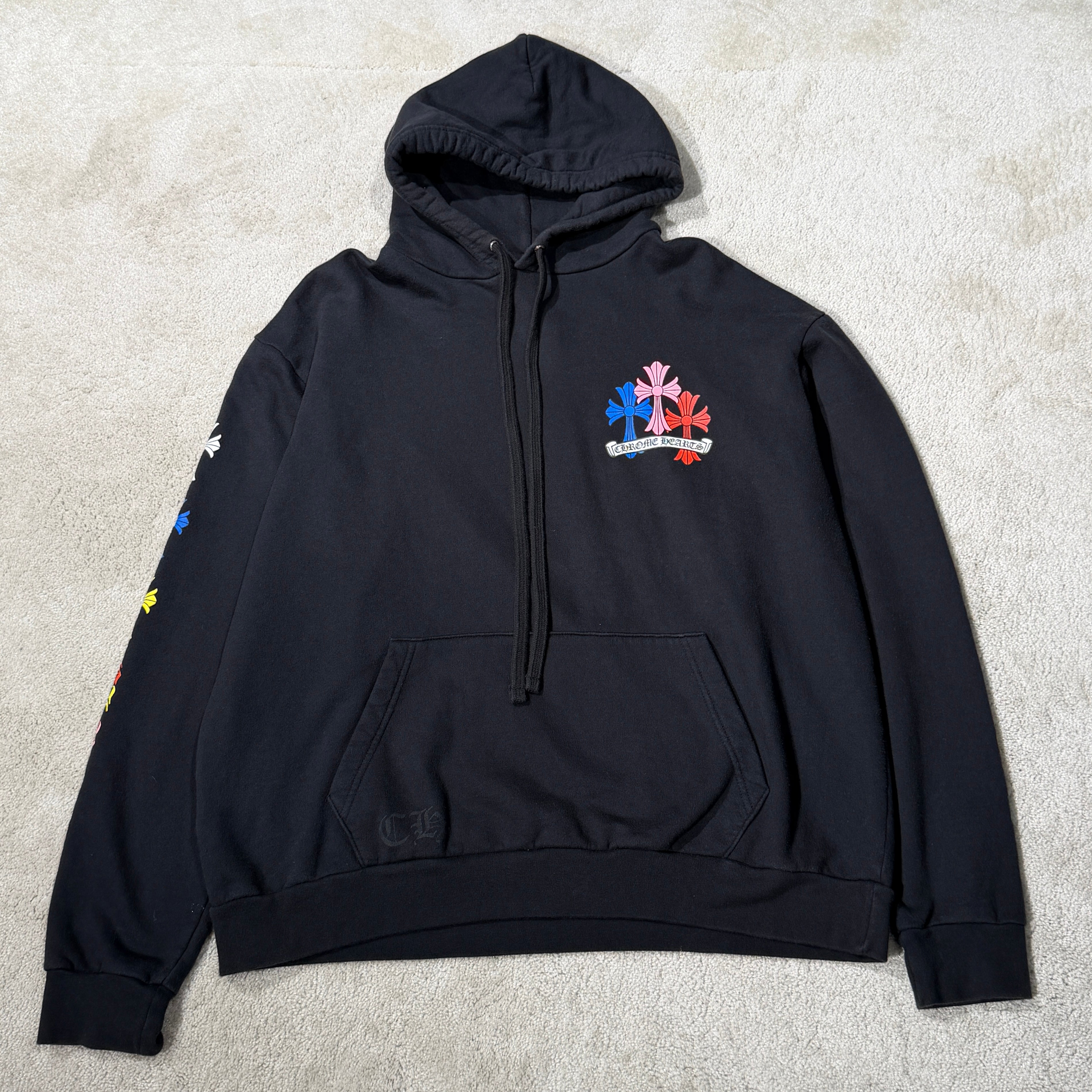 CHROME HEARTS Multi Color Cemetery Cross Pullover Hoodie Size L クロムハーツ マルチカラー セメタリークロス プルオーバー フーディ サイズL