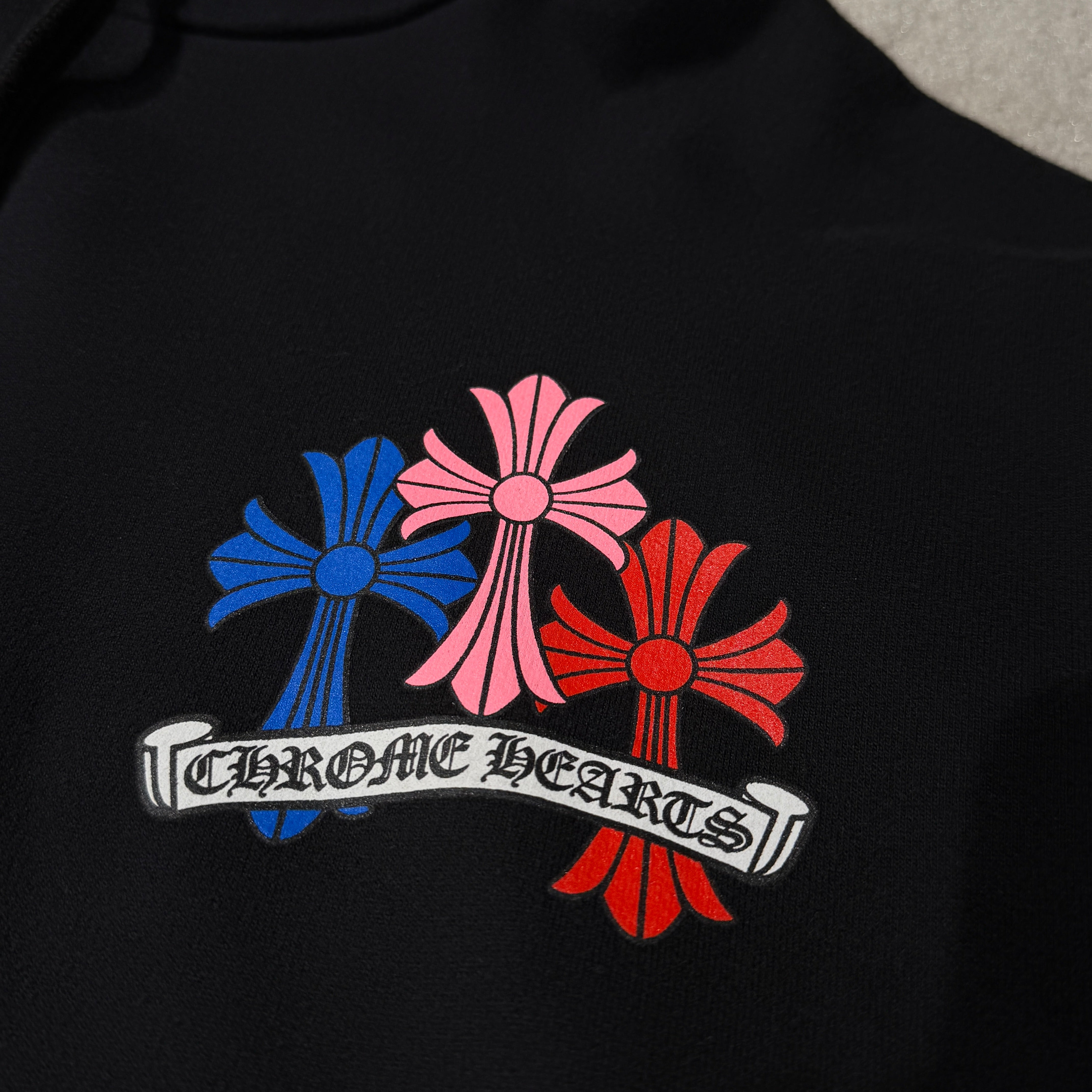 CHROME HEARTS Multi Color Cemetery Cross Pullover Hoodie Size L クロムハーツ マルチカラー セメタリークロス プルオーバー フーディ サイズL