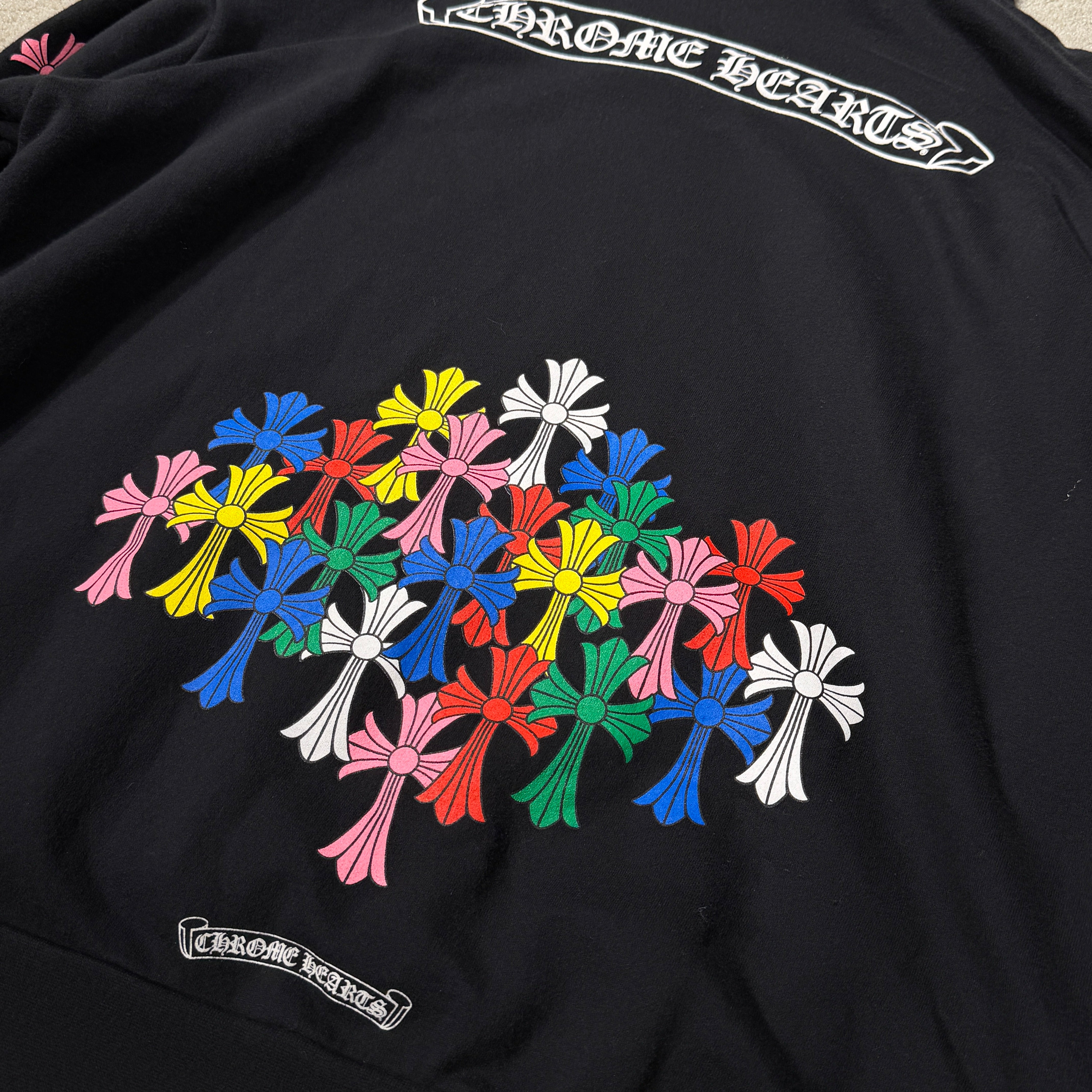 CHROME HEARTS Multi Color Cemetery Cross Pullover Hoodie Size L クロムハーツ マルチカラー セメタリークロス プルオーバー フーディ サイズL