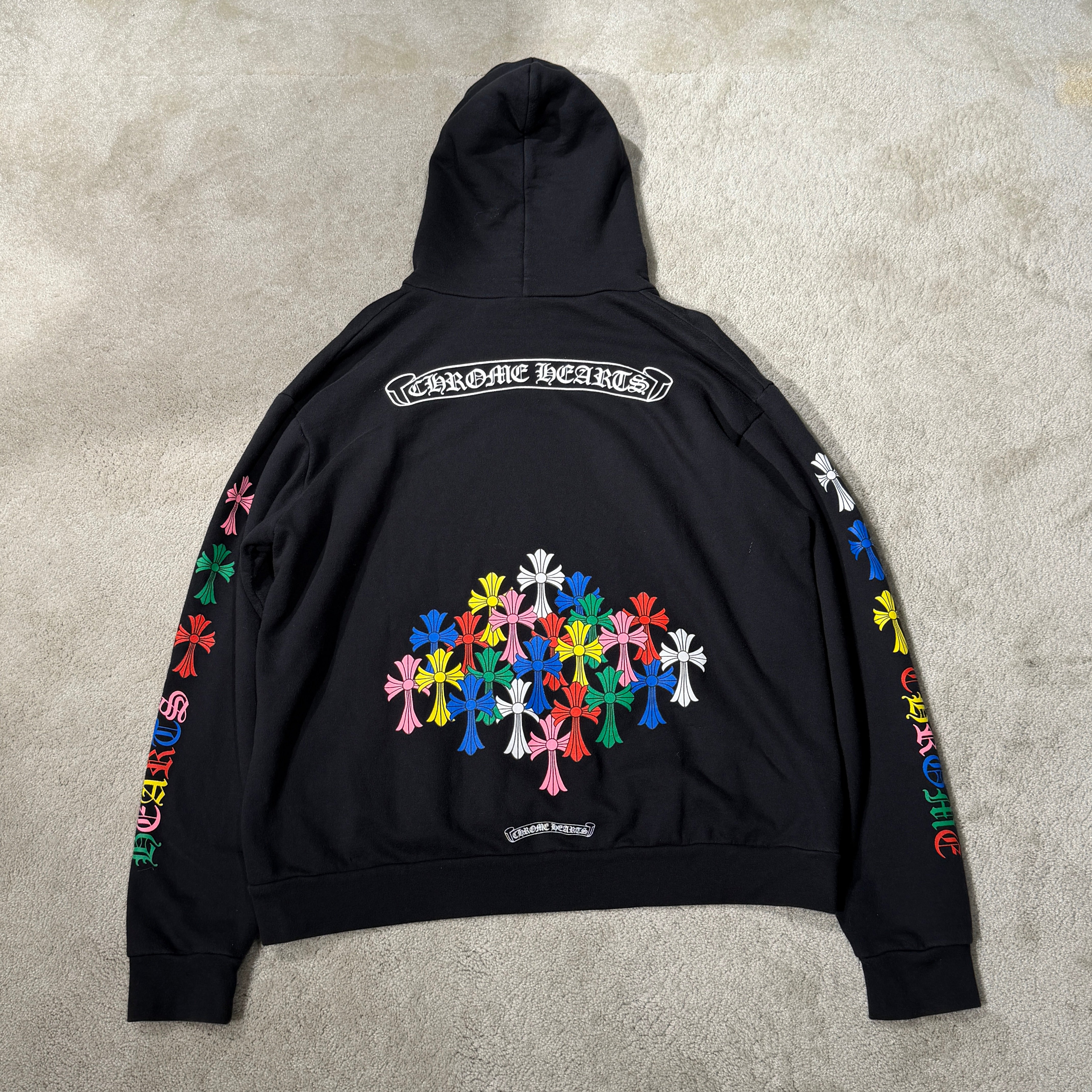 CHROME HEARTS Multi Color Cemetery Cross Pullover Hoodie Size L クロムハーツ マルチカラー セメタリークロス プルオーバー フーディ サイズL