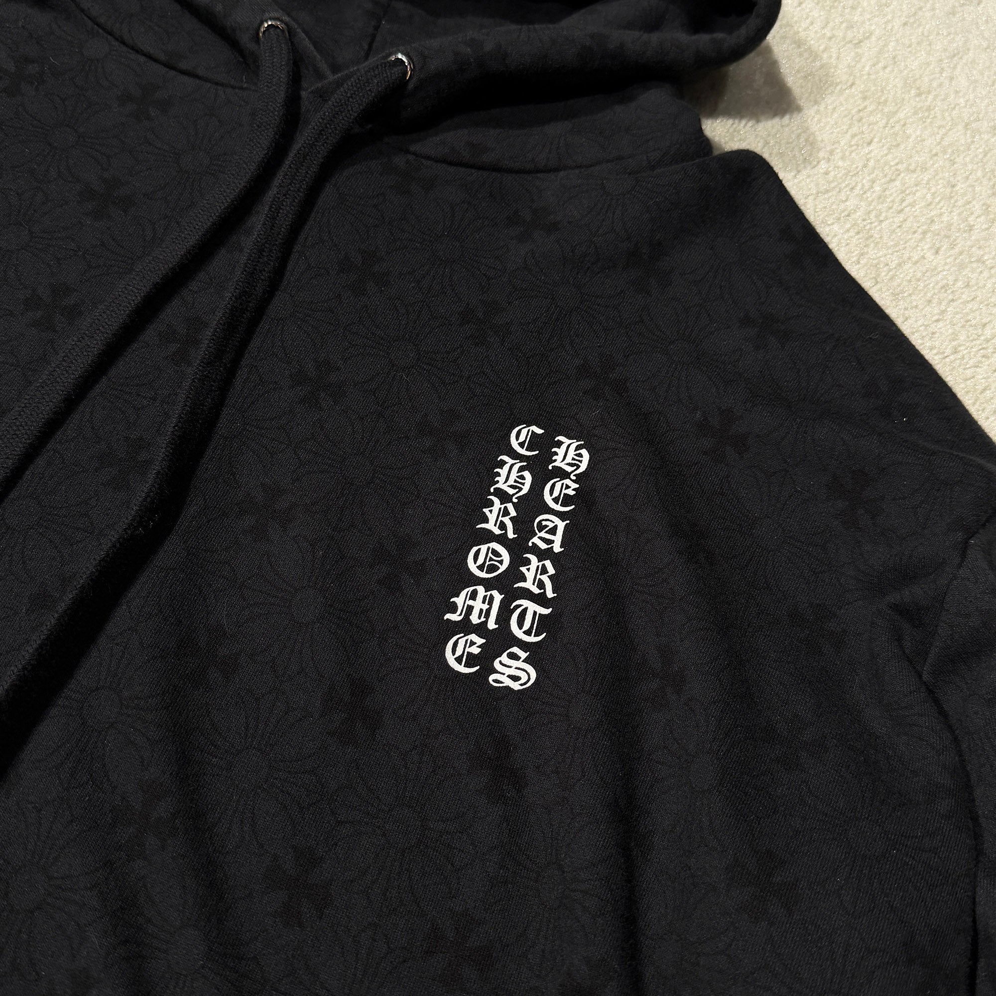 CHROME HEARTS Vertical Logo CH Plus Pullover Hoodie Size XL クロムハーツ ヴァーティカルロゴ CHプラス総柄 プルオーバーフーディ サイXL