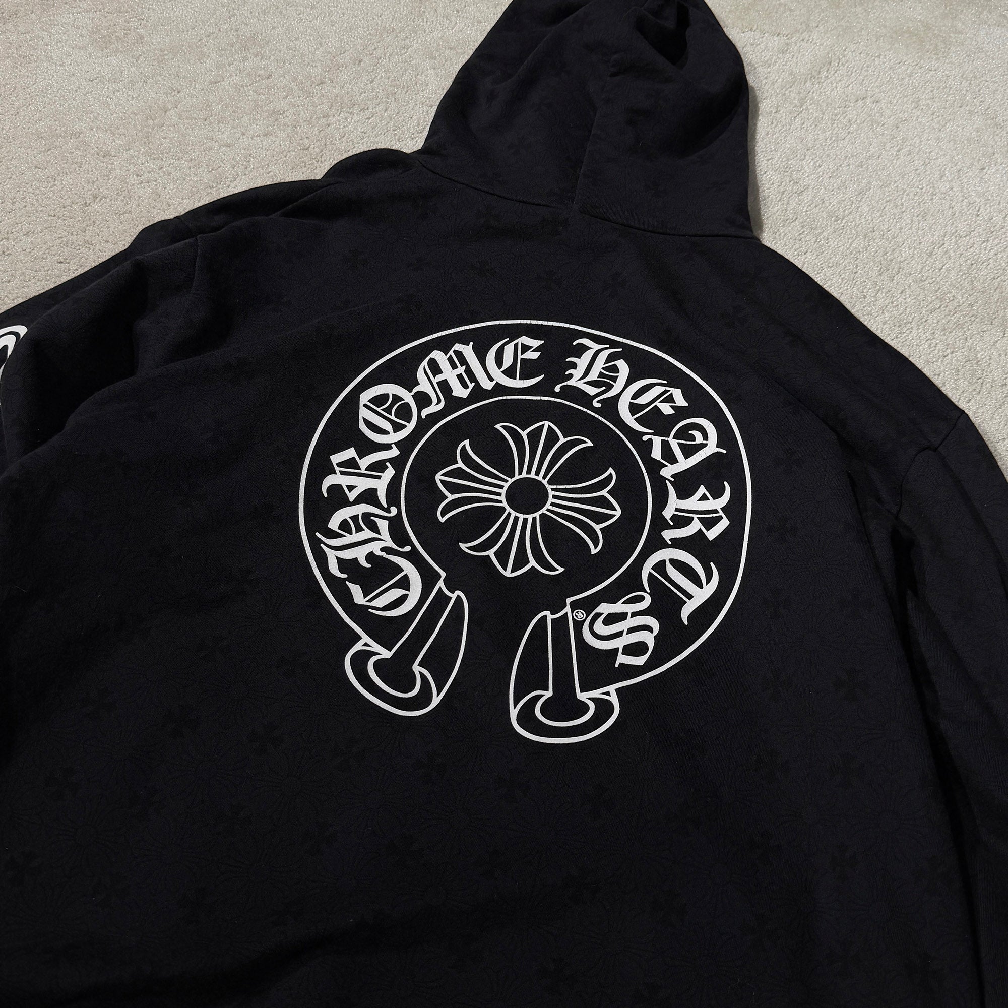 CHROME HEARTS Vertical Logo CH Plus Pullover Hoodie Size XL クロムハーツ ヴァーティカルロゴ CHプラス総柄 プルオーバーフーディ サイXL