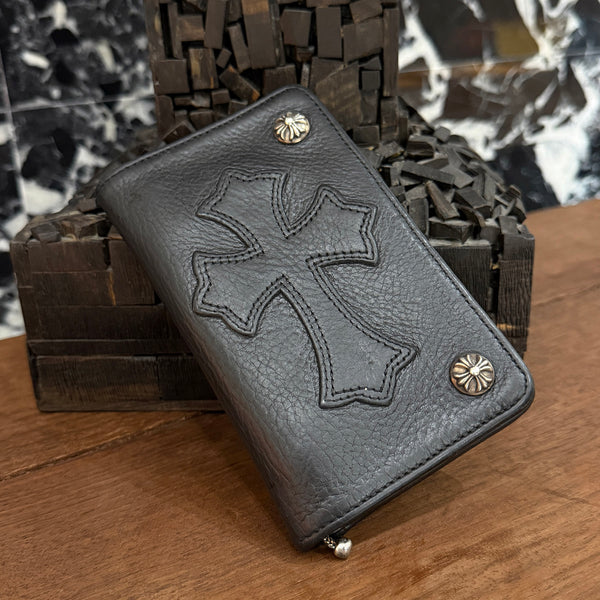CHROME HEARTS 1 Zip Cross Patch Leather Wallet クロムハーツ 1ジップ クロスパッチ レザーウォレット