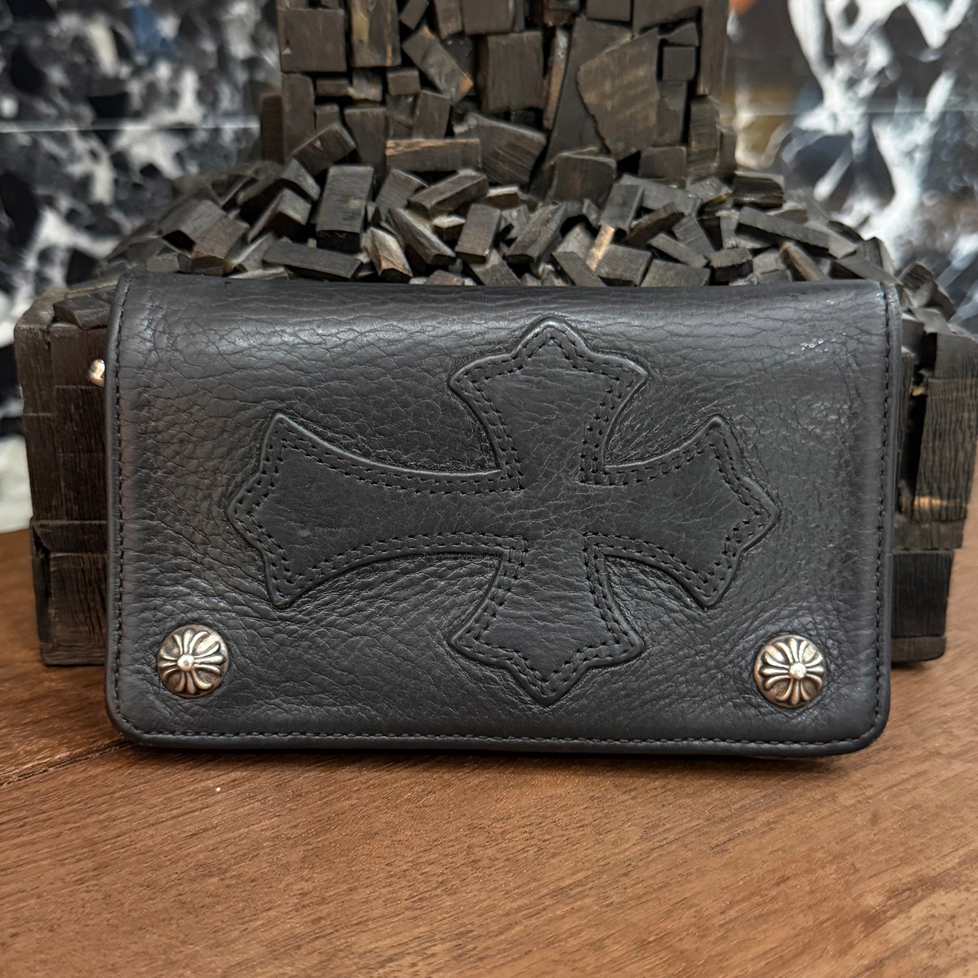 CHROME HEARTS 1 Zip Cross Patch Leather Wallet クロムハーツ 1ジップ クロスパッチ レザーウォレット