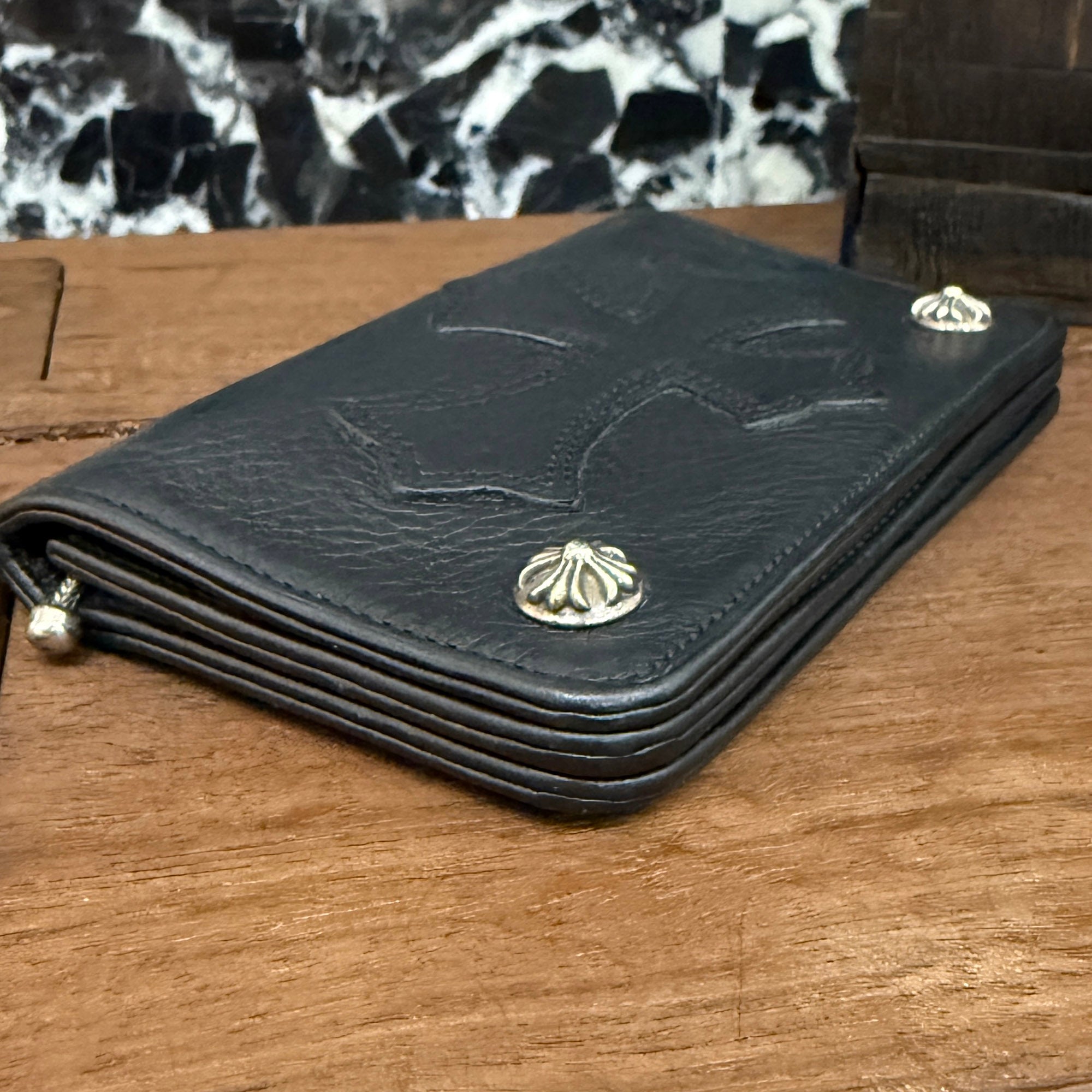 CHROME HEARTS 1 Zip Cross Patch Leather Wallet クロムハーツ 1ジップ クロスパッチ レザーウォレット