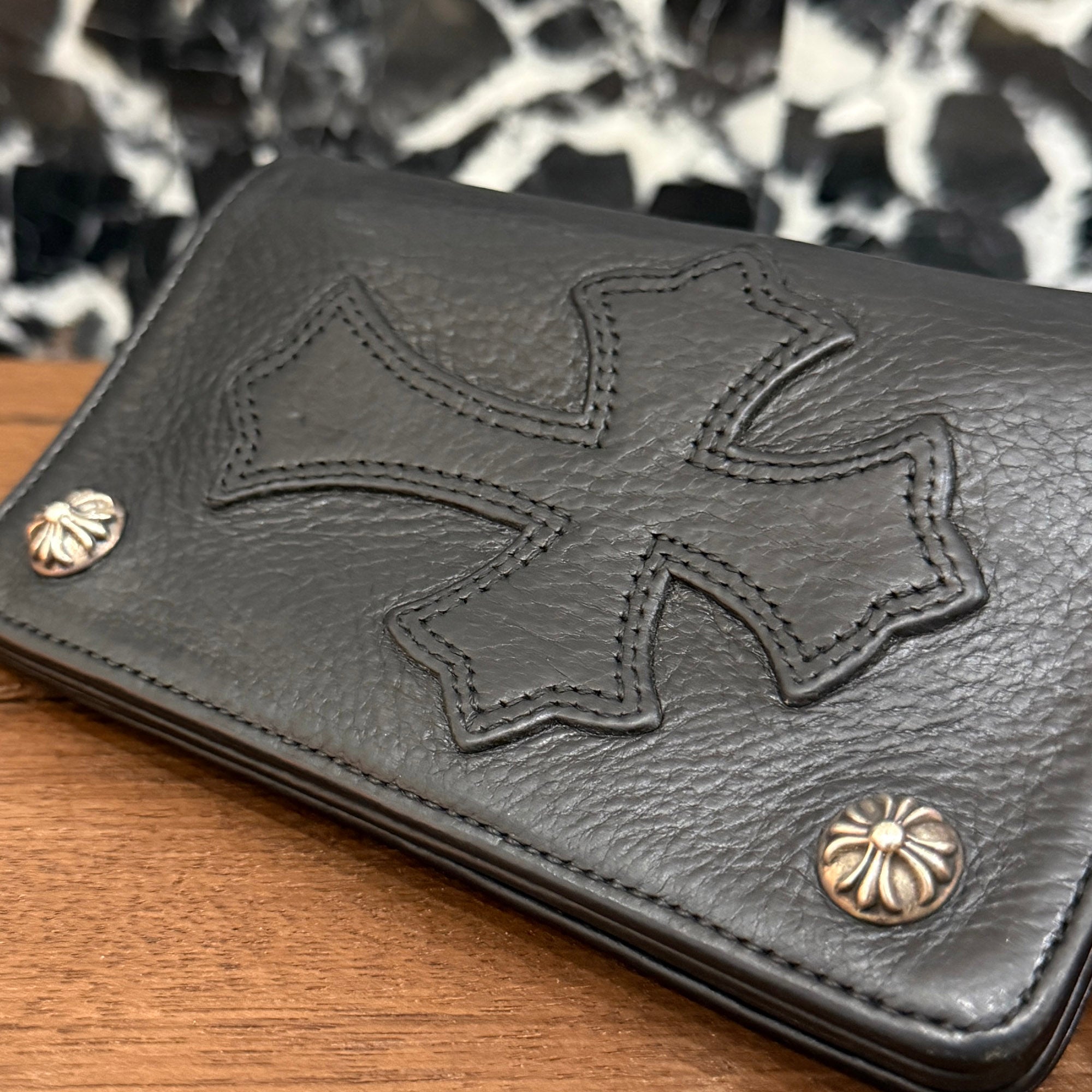 CHROME HEARTS 1 Zip Cross Patch Leather Wallet クロムハーツ 1ジップ クロスパッチ レザーウォレット