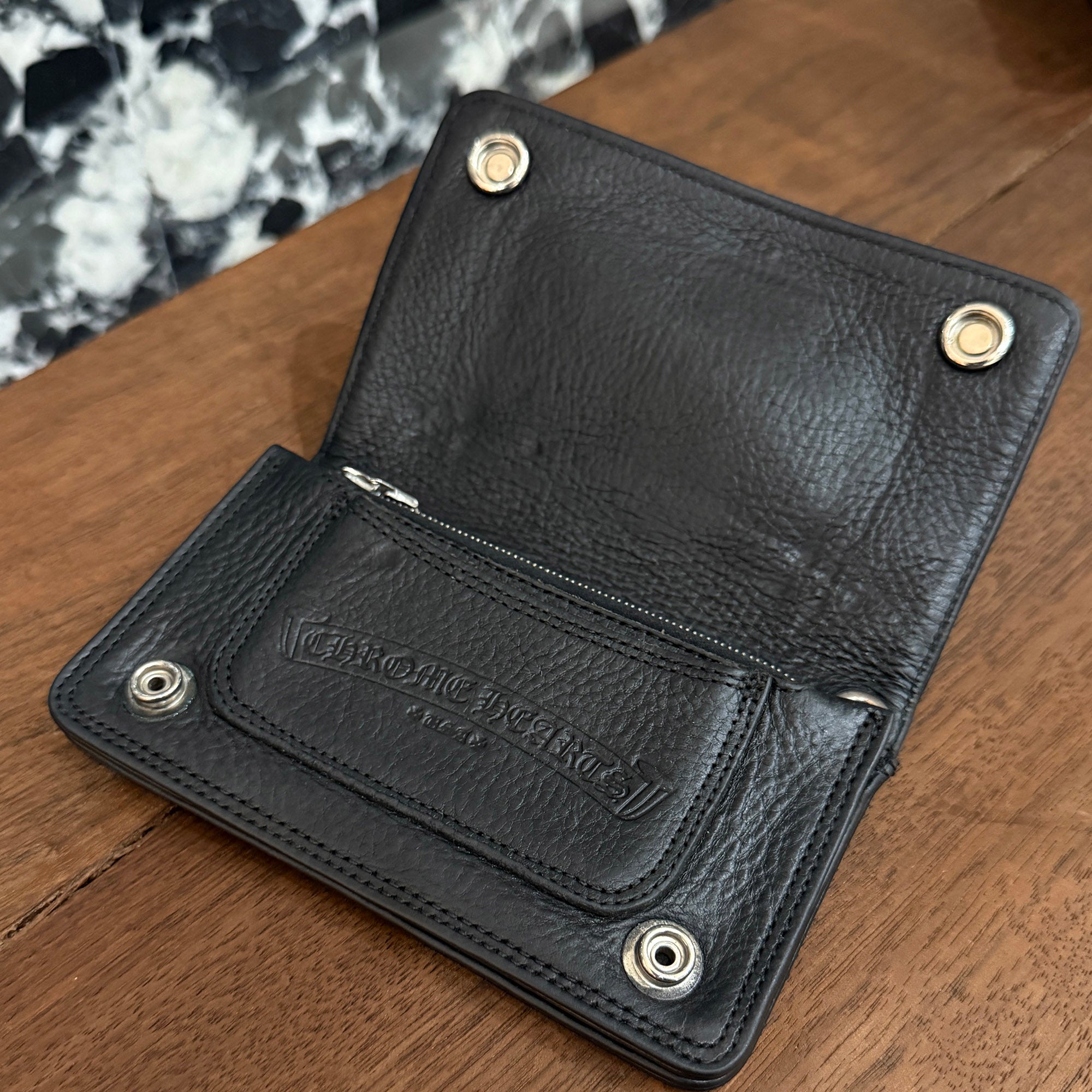 CHROME HEARTS 1 Zip Cross Patch Leather Wallet クロムハーツ 1ジップ クロスパッチ レザーウォレット