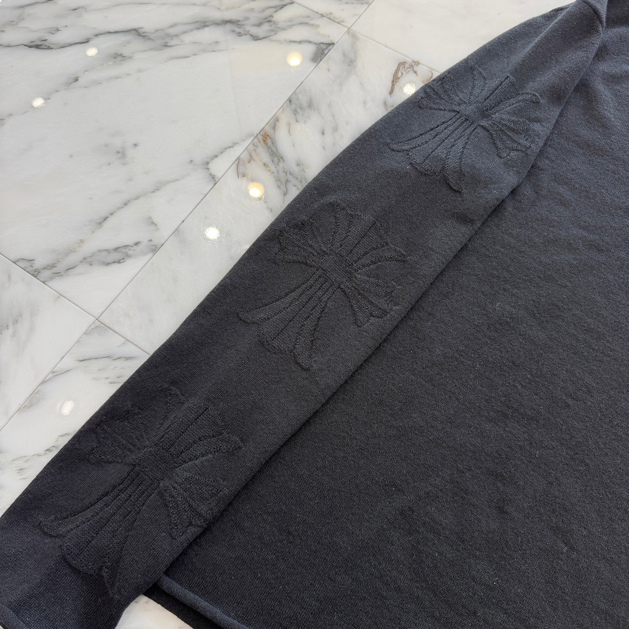 CHROME HEARTS Y NOT Cross Embroidered Cashmere Knit Sweater Size M クロムハーツ ワイノット 袖クロス刺繍 カシミヤ ニットセーター サイズM