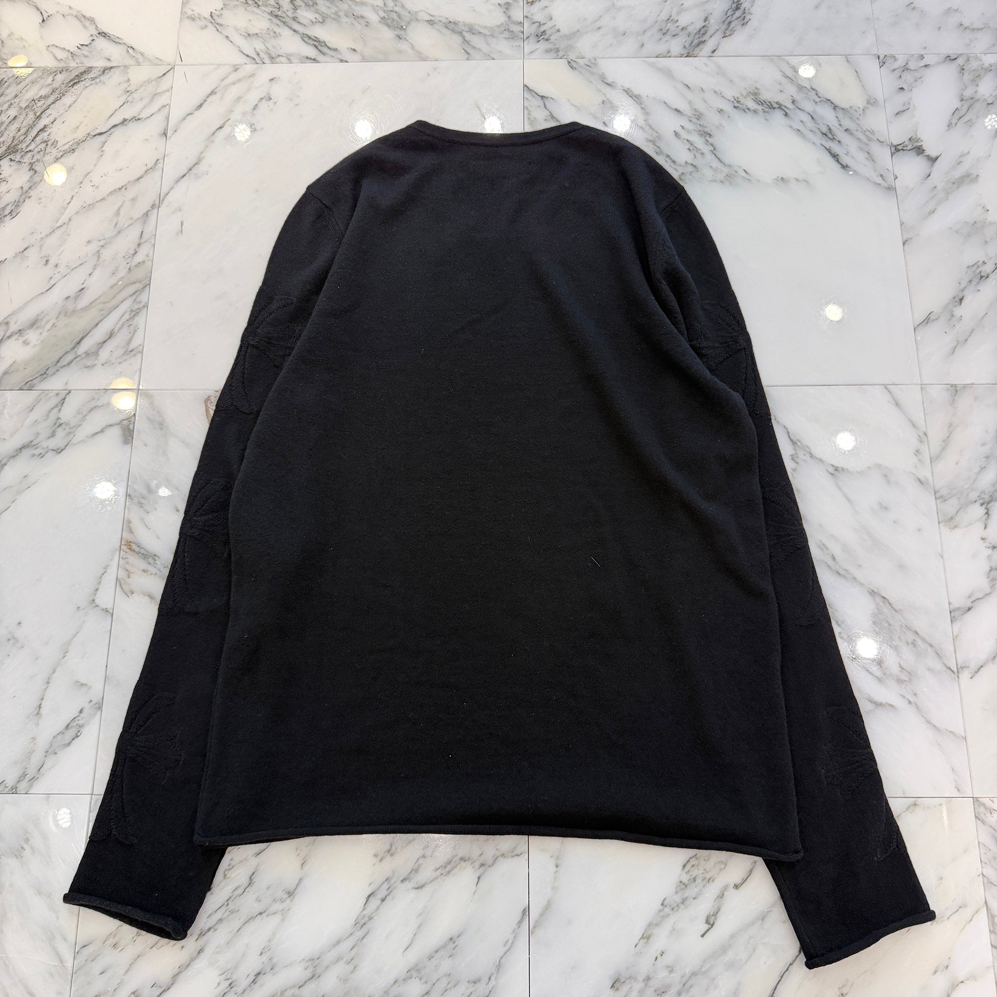 CHROME HEARTS Y NOT Cross Embroidered Cashmere Knit Sweater Size M クロムハーツ ワイノット 袖クロス刺繍 カシミヤ ニットセーター サイズM