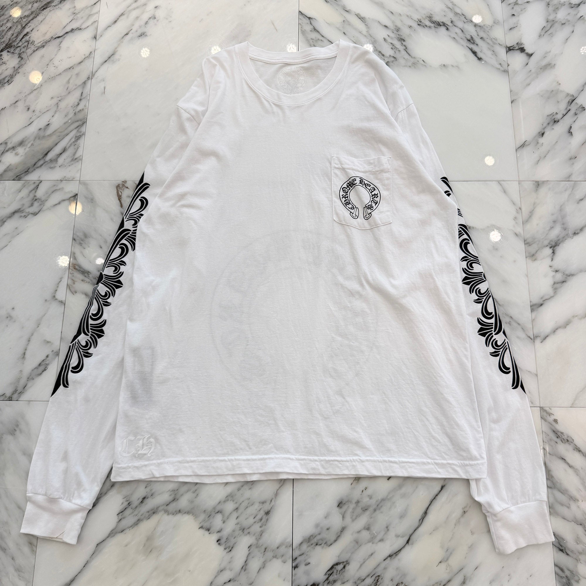 CHROME HEARTS Floral Cross Horseshoe Long Sleeve Tee Size XL クロムハーツ フローラルクロス ホースシュー ロングスリーブ Tシャツ サイズXL