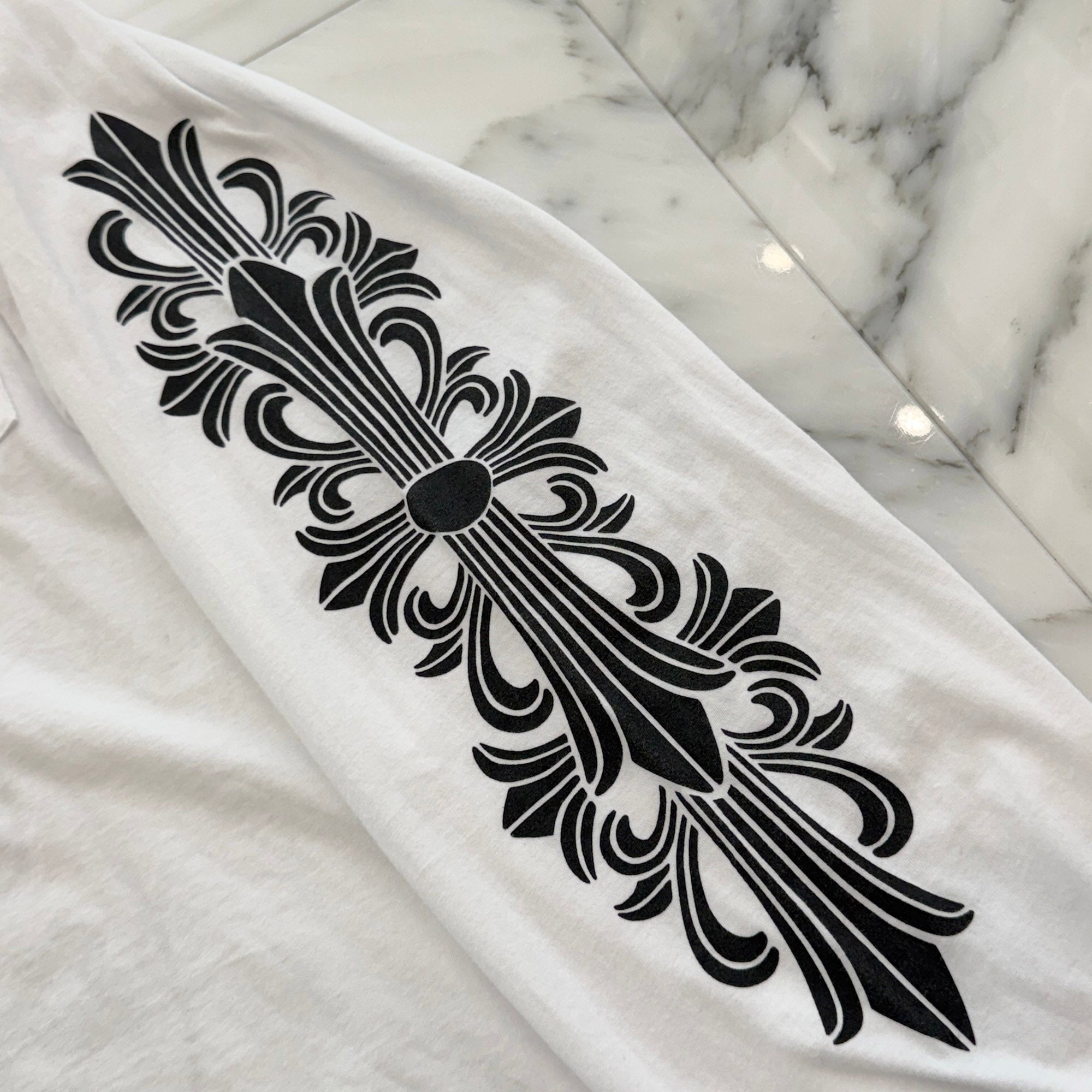 CHROME HEARTS Floral Cross Horseshoe Long Sleeve Tee Size XL クロムハーツ フローラルクロス ホースシュー ロングスリーブ Tシャツ サイズXL