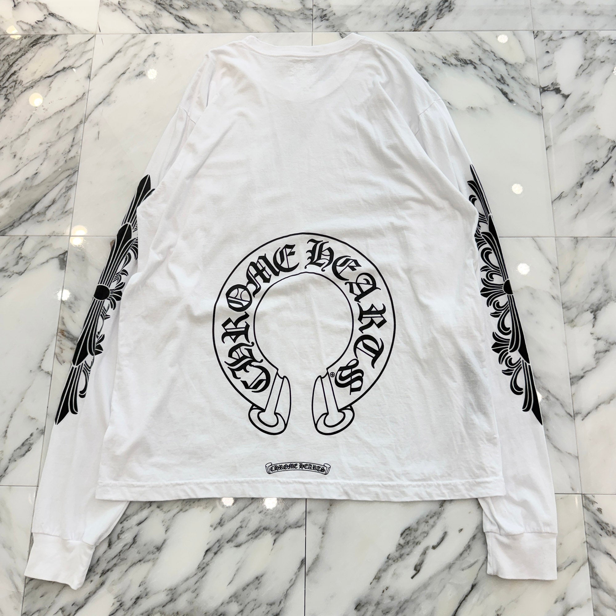 CHROME HEARTS Floral Cross Horseshoe Long Sleeve Tee Size XL クロムハーツ フローラルクロス ホースシュー ロングスリーブ Tシャツ サイズXL