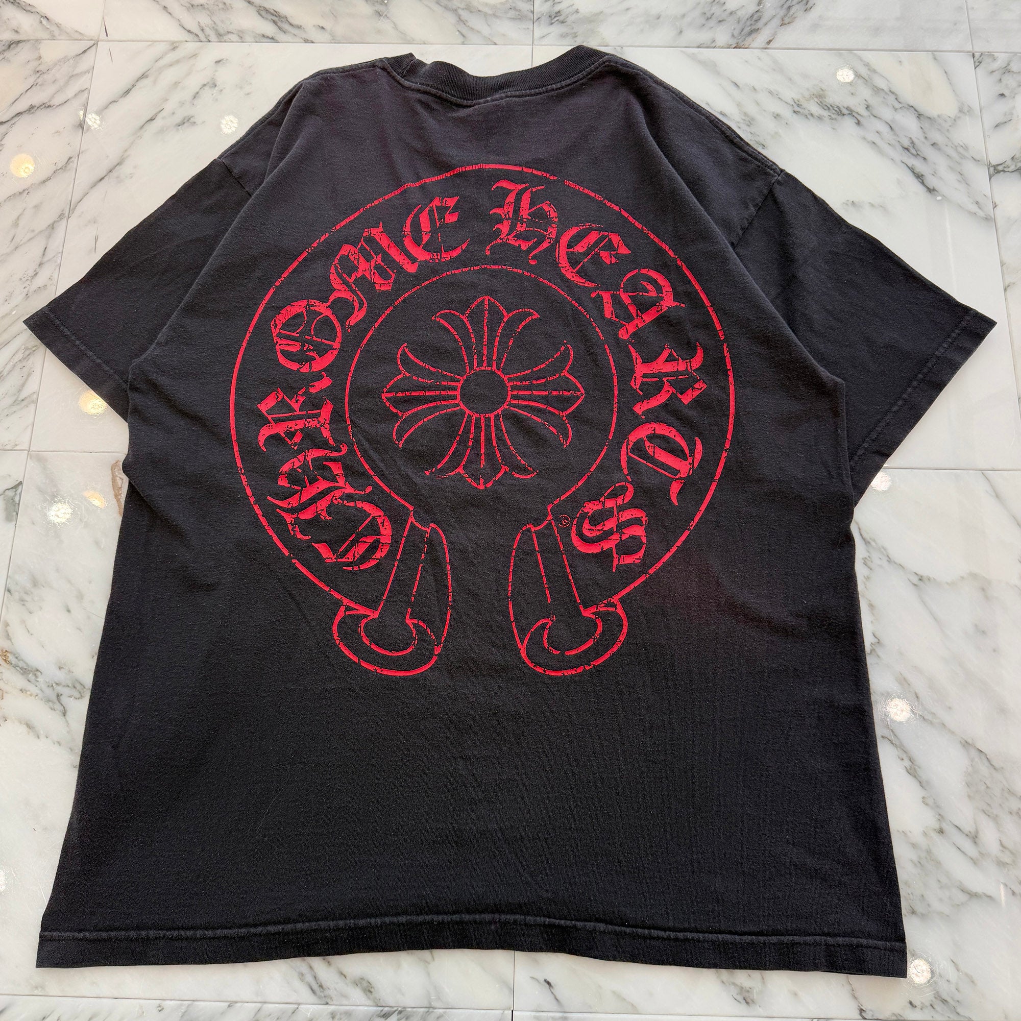 CHROME HEARTS CH Plus Scroll Red Horseshoe Tee Size XL クロムハーツ CHプラス スクロール レッド ホースシュー Tシャツ サイズXL