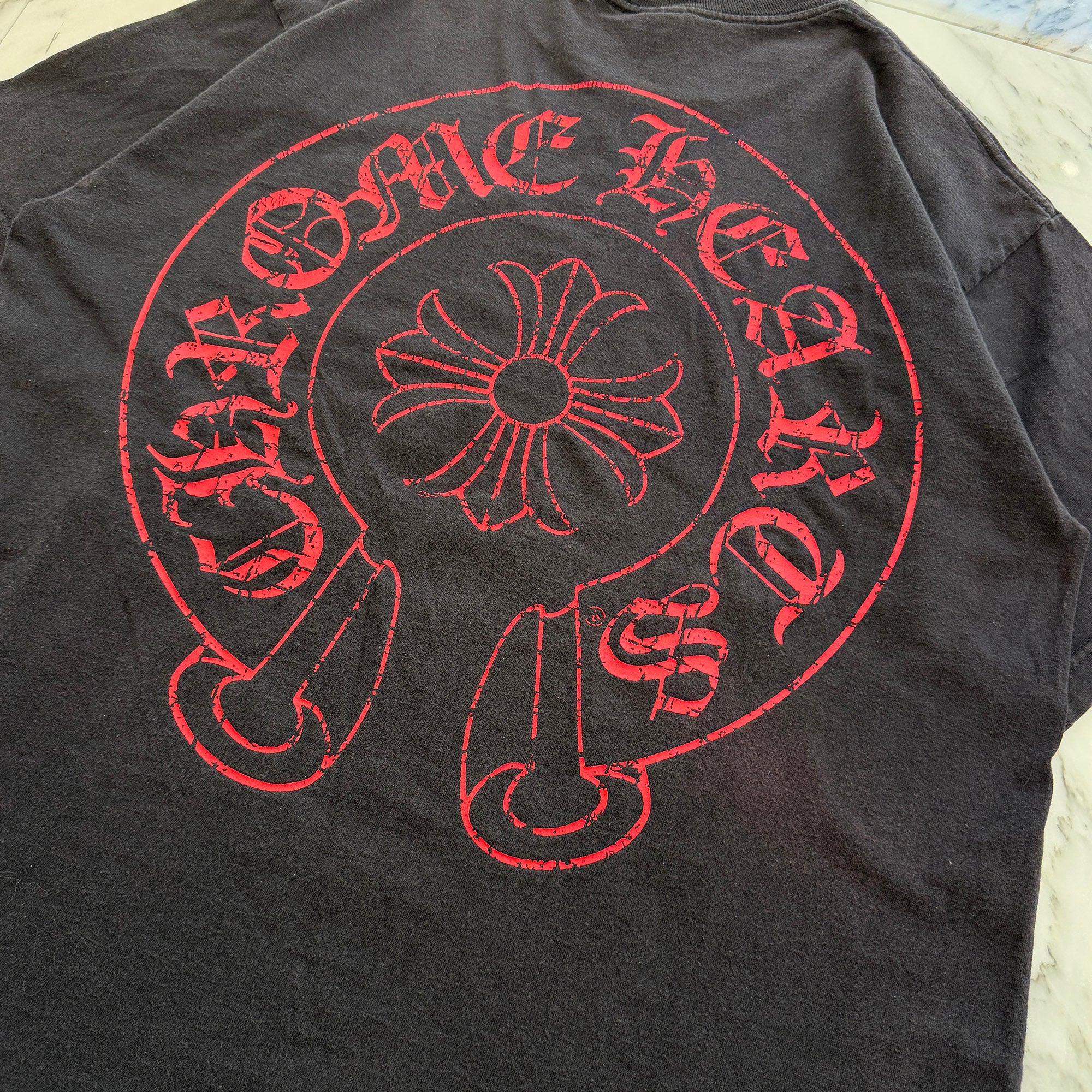 CHROME HEARTS CH Plus Scroll Red Horseshoe Tee Size XL クロムハーツ CHプラス スクロール レッド ホースシュー Tシャツ サイズXL
