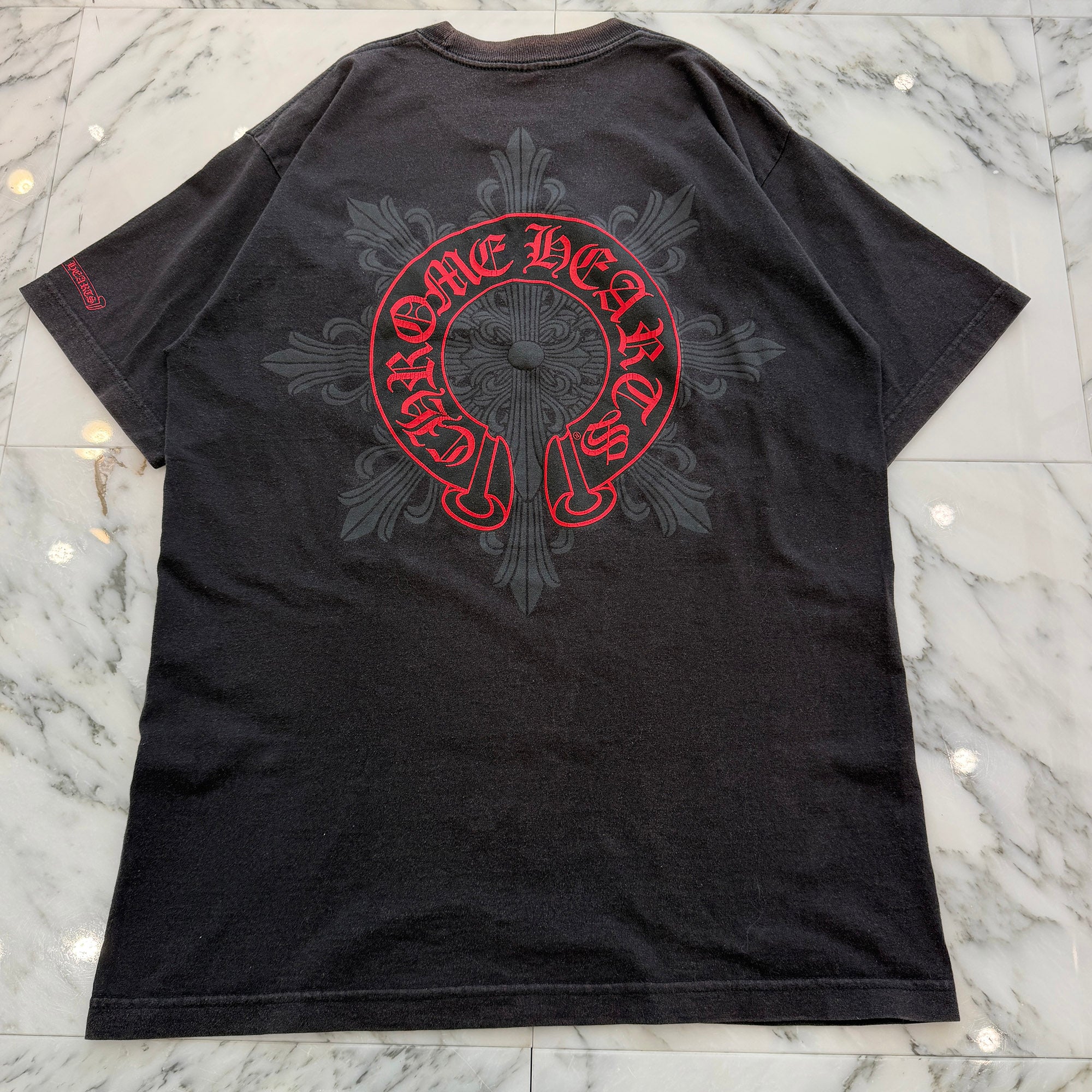 CHROME HEARTS Horseshoe on Floral Cross Snowflake Print Tee Size L クロムハーツ ホースシュー オン フローラルクロス スノーフレーク プリント Tシャツ サイズL