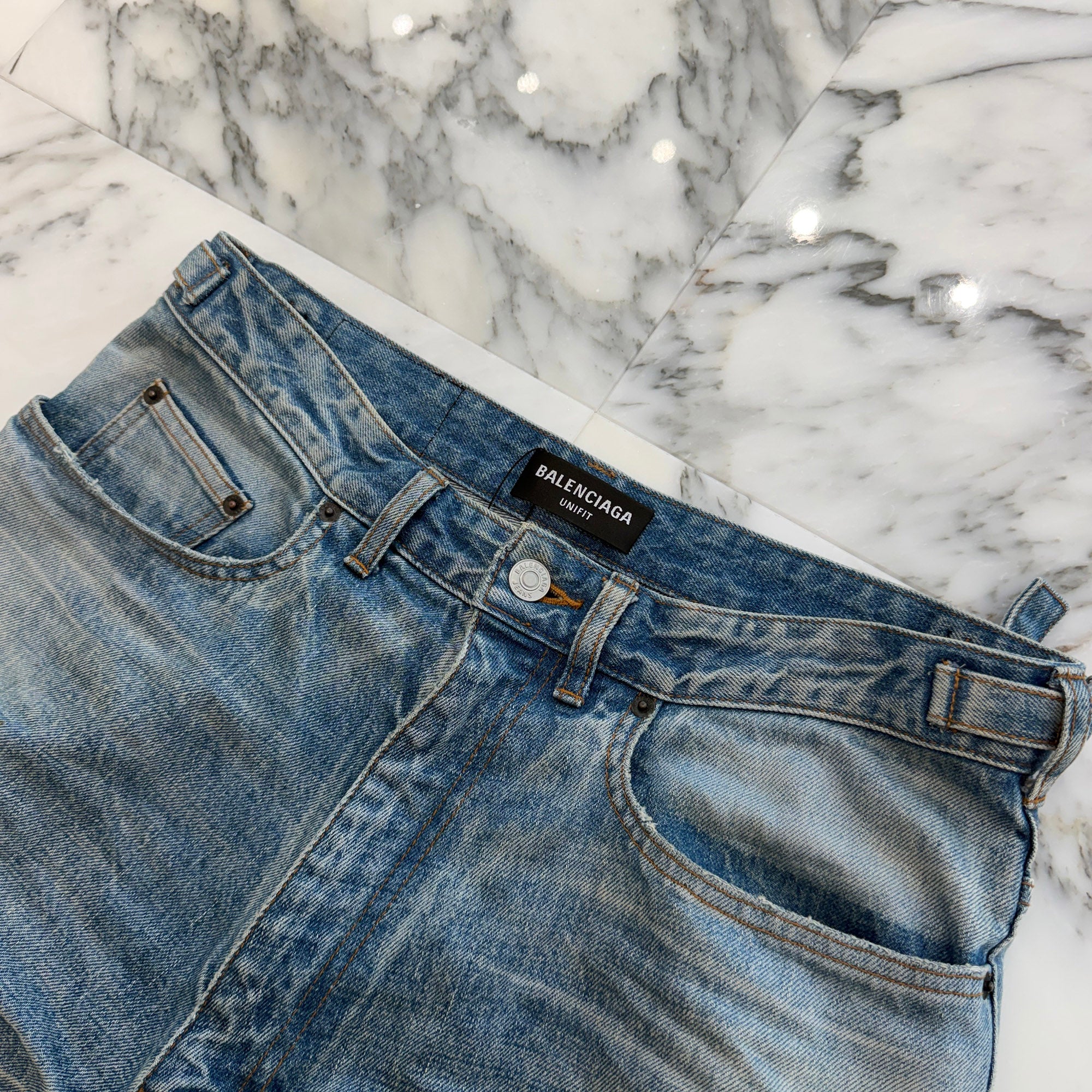 BALENCIAGA 2022SS Large Fit Destroyed Denim Pants 697828 TJW79 Size S バレンシアガ ラージフィット ダメージ加工 デニムパンツ サイズS