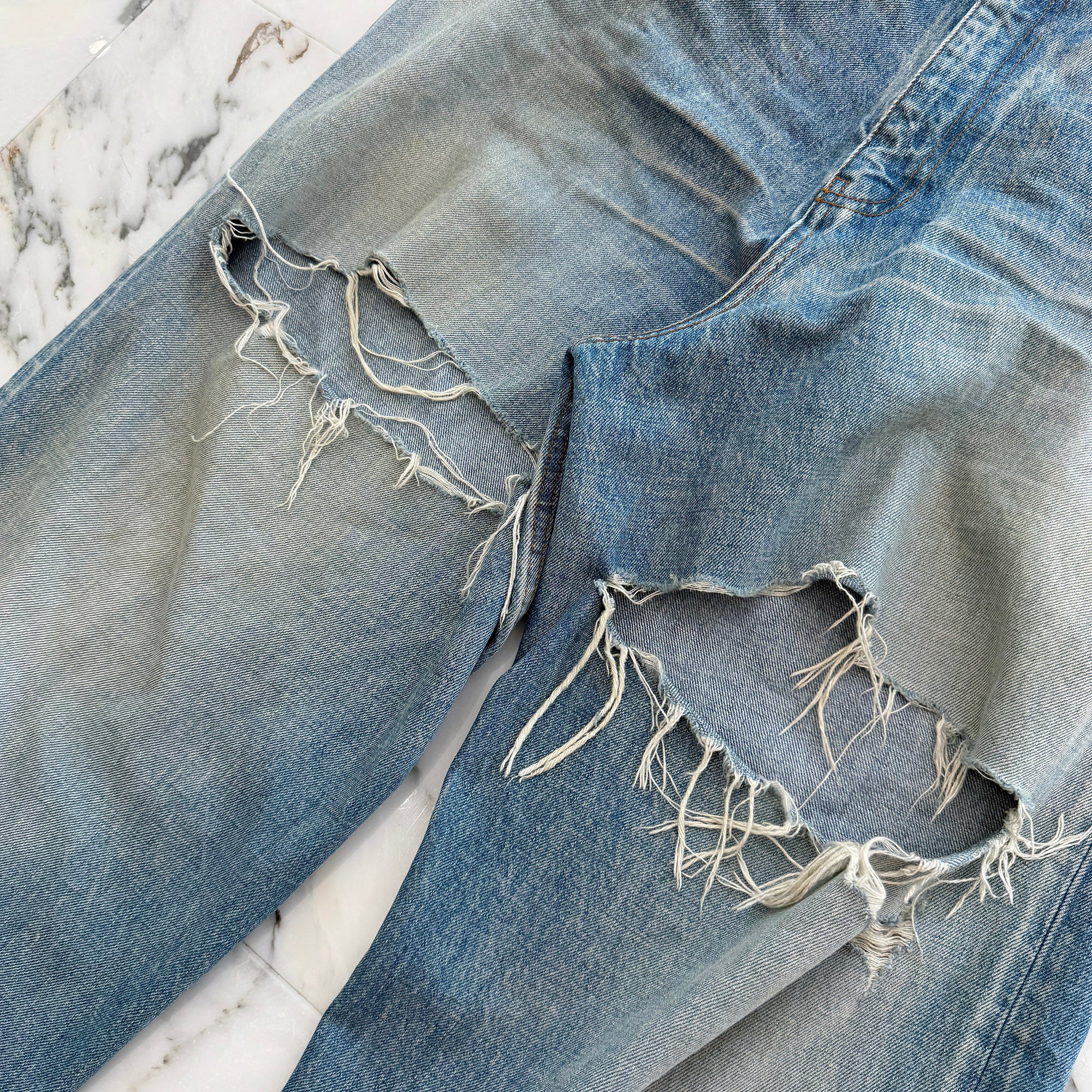 BALENCIAGA 2022SS Large Fit Destroyed Denim Pants 697828 TJW79 Size S バレンシアガ ラージフィット ダメージ加工 デニムパンツ サイズS