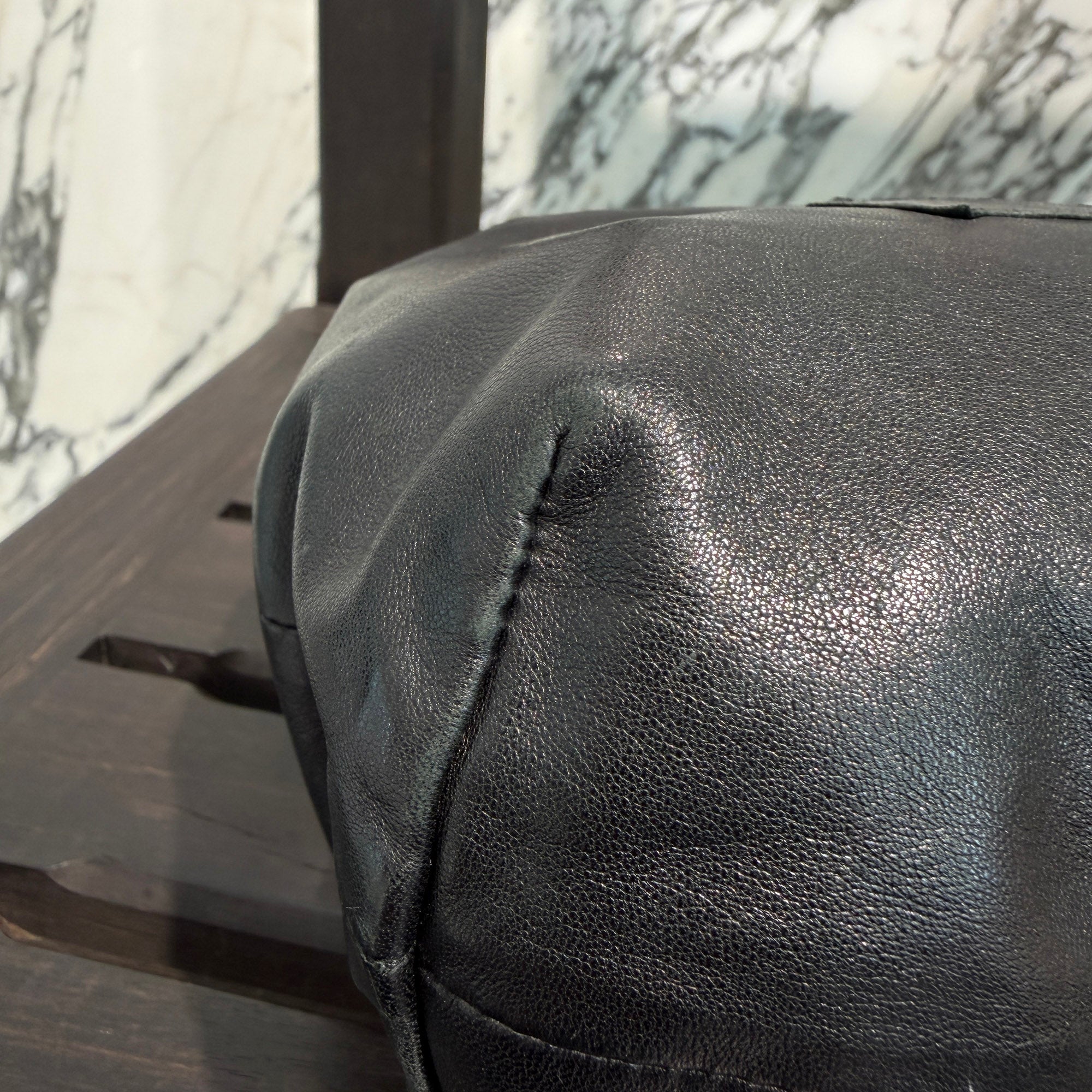 CHROME HEARTS Leather Cross Patch Drawstring Sack Leather Bag クロムハーツ レザークロスパッチ ドローストリング サックレザーバッグ 巾着