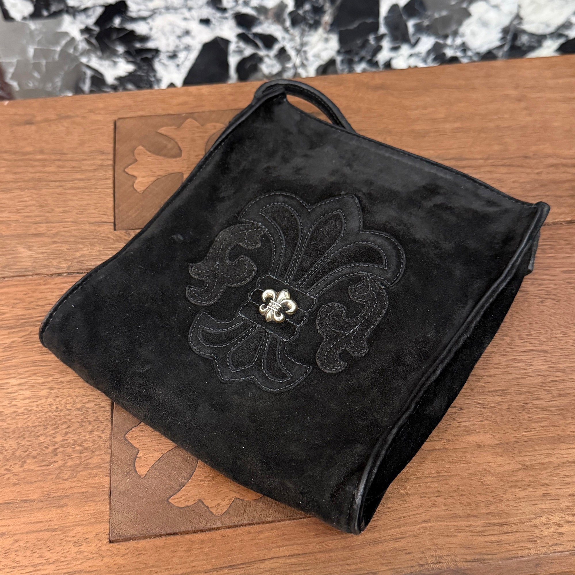 CHROME HEARTS BS Flare Square Pocket Suede Leather Shoulder Bag クロムハ―ツ BSフレア スクエアポケット スエードレザーショルダーバッグ