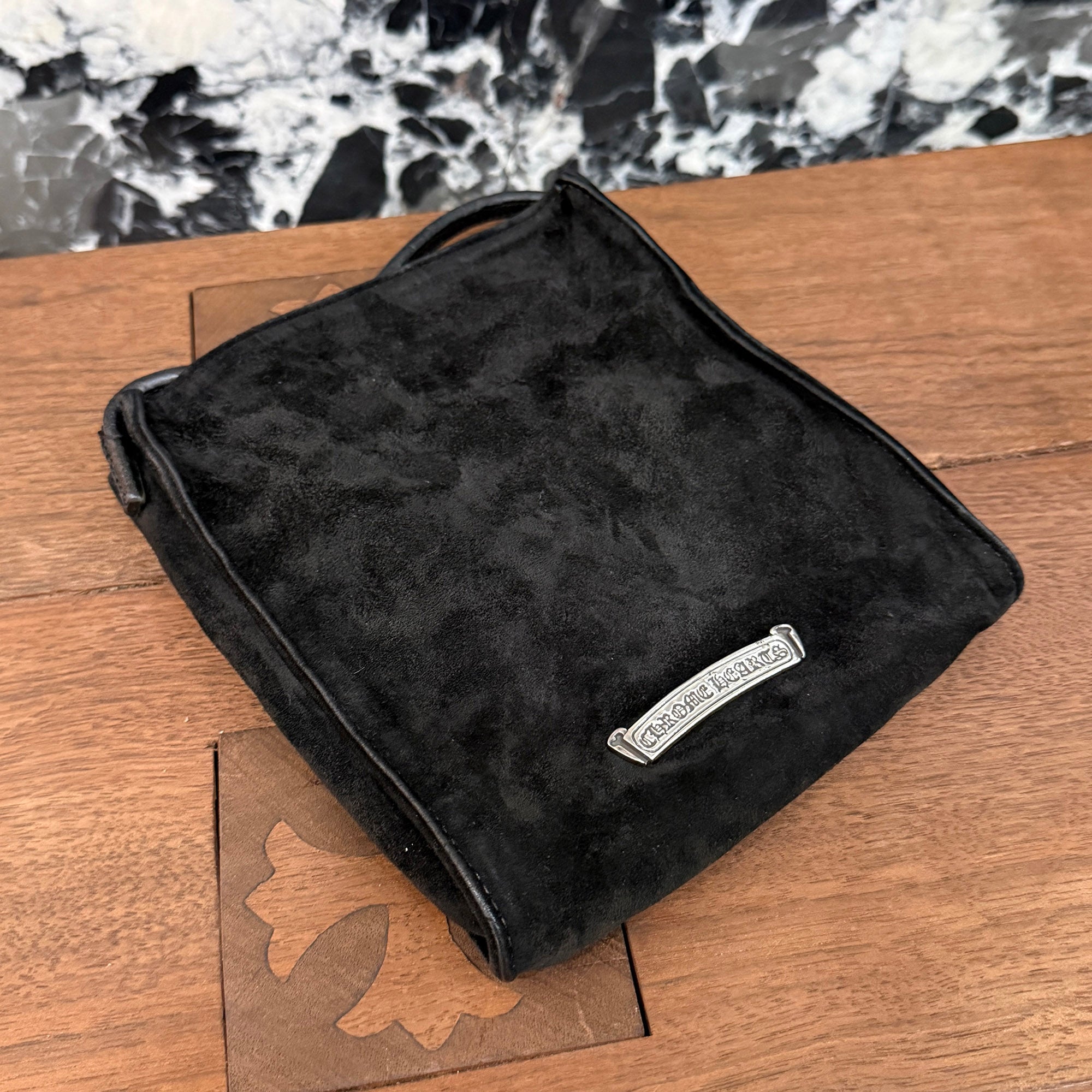 CHROME HEARTS BS Flare Square Pocket Suede Leather Shoulder Bag クロムハ―ツ BSフレア スクエアポケット スエードレザーショルダーバッグ