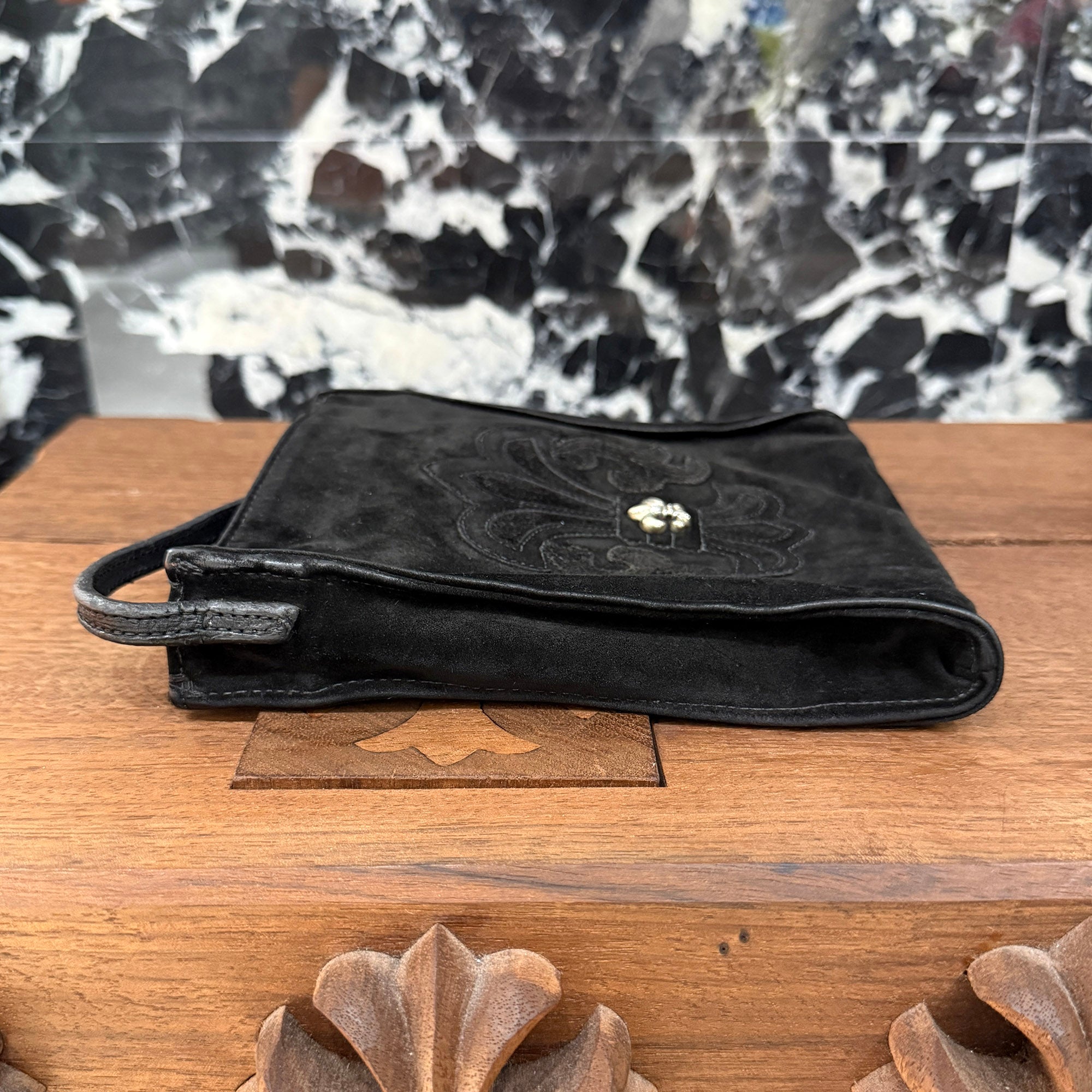 CHROME HEARTS BS Flare Square Pocket Suede Leather Shoulder Bag クロムハ―ツ BSフレア スクエアポケット スエードレザーショルダーバッグ
