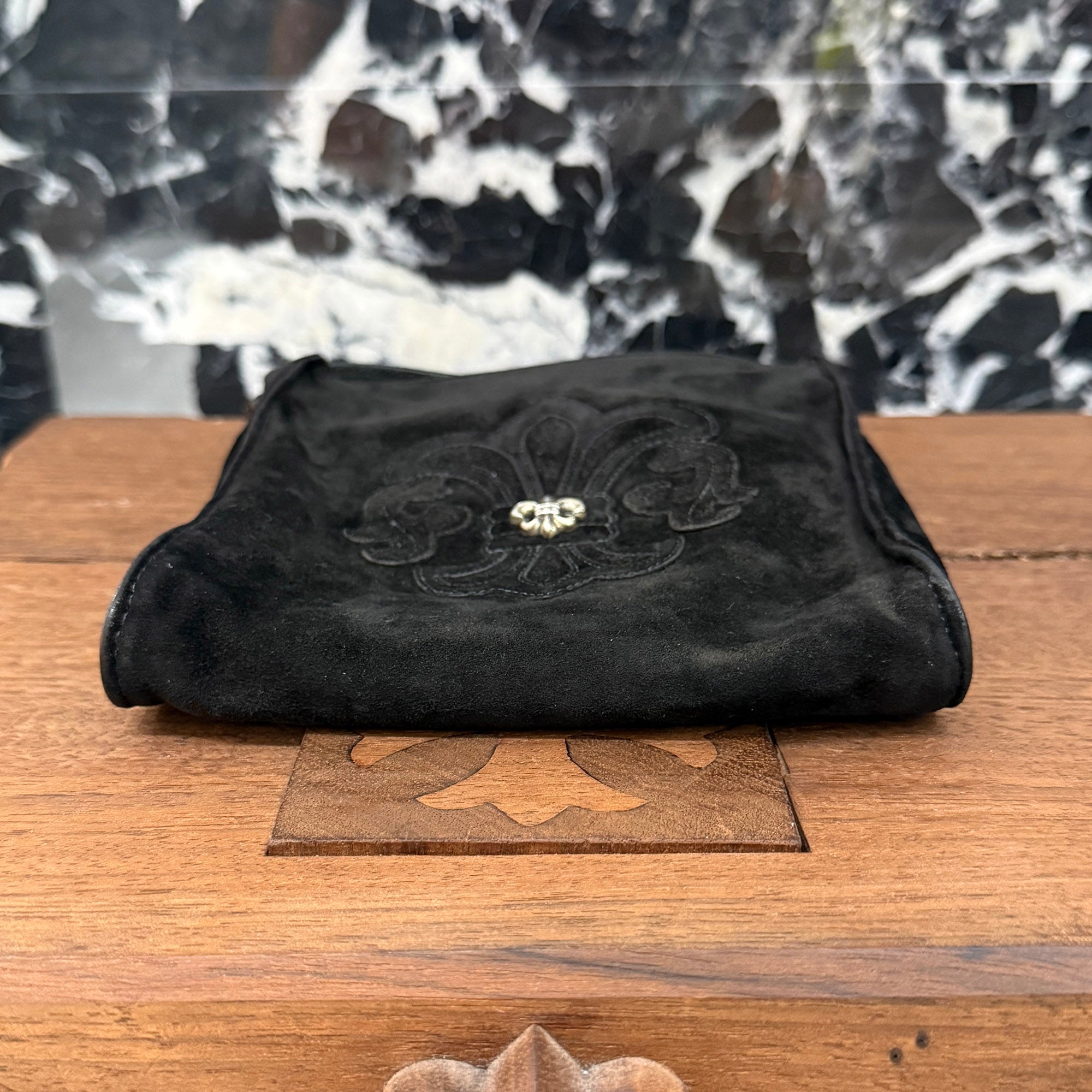 CHROME HEARTS BS Flare Square Pocket Suede Leather Shoulder Bag クロムハ―ツ BSフレア スクエアポケット スエードレザーショルダーバッグ