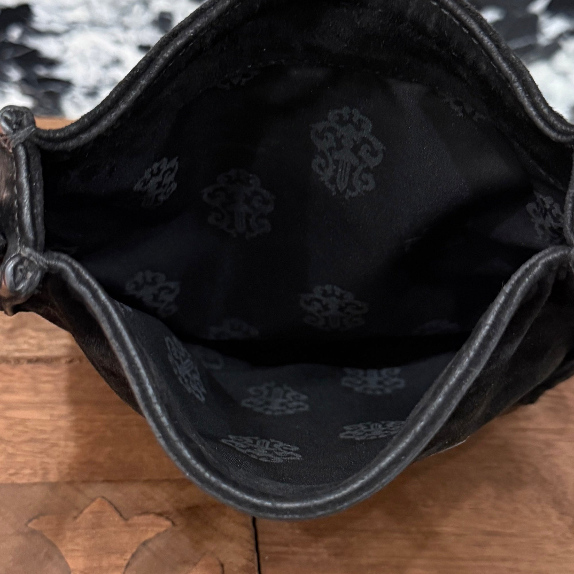 CHROME HEARTS BS Flare Square Pocket Suede Leather Shoulder Bag クロムハ―ツ BSフレア スクエアポケット スエードレザーショルダーバッグ