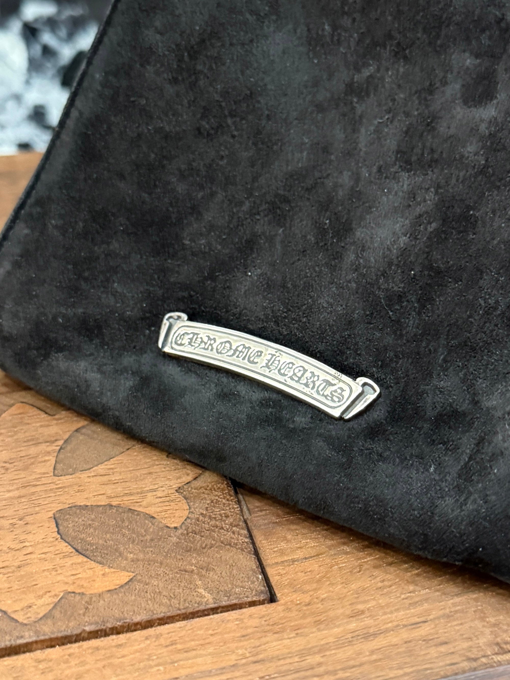 CHROME HEARTS BS Flare Square Pocket Suede Leather Shoulder Bag クロムハ―ツ BSフレア スクエアポケット スエードレザーショルダーバッグ