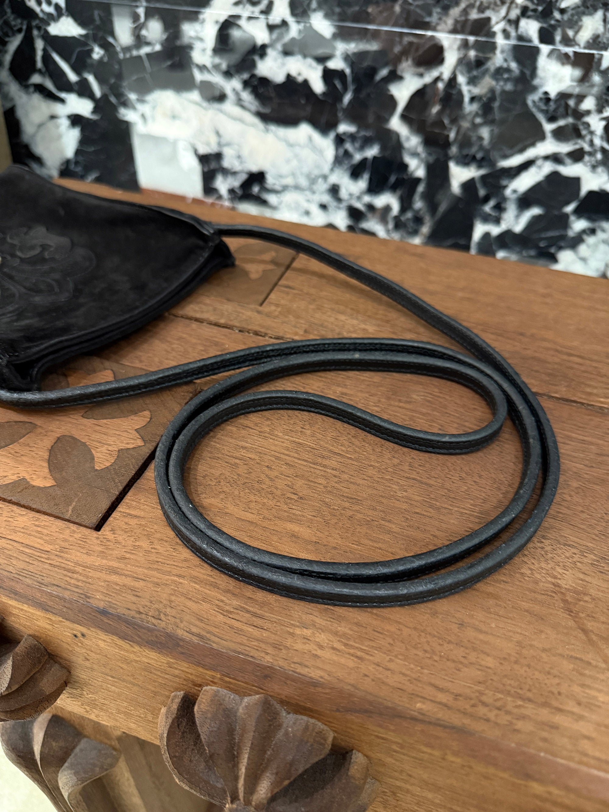 CHROME HEARTS BS Flare Square Pocket Suede Leather Shoulder Bag クロムハ―ツ BSフレア スクエアポケット スエードレザーショルダーバッグ