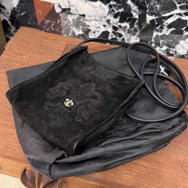 CHROME HEARTS BS Flare Square Pocket Suede Leather Shoulder Bag クロムハ―ツ BSフレア スクエアポケット スエードレザーショルダーバッグ