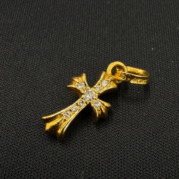 CHROME HEARTS 22K CH Cross Baby Fat Charm Pave Diamond クロムハーツ 22K CHクロス ベビーファット チャーム パヴェダイヤモンド