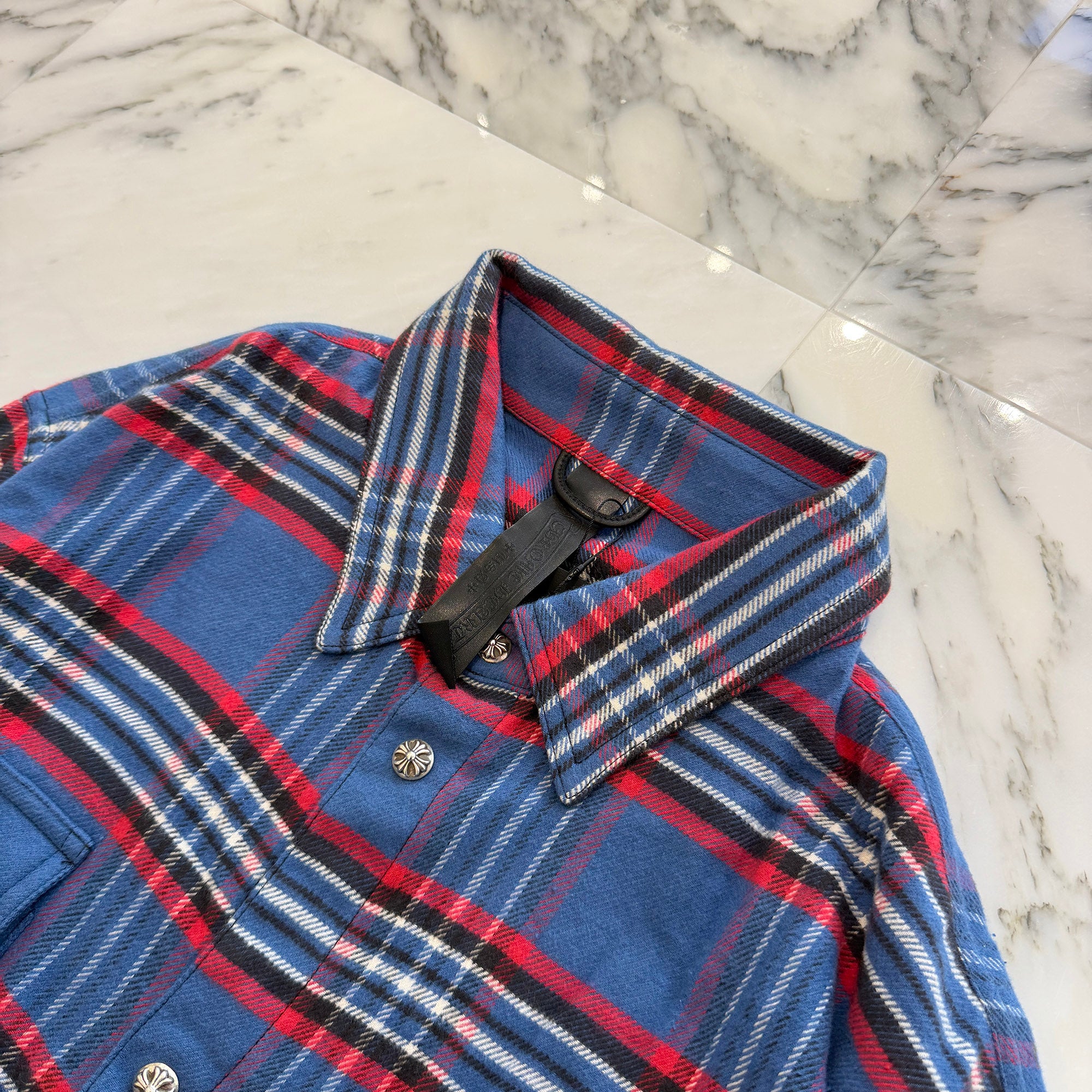 CHROME HEARTS Y NOT Cross Ball Button Check Shirt Size XL クロムハーツ ワイノット クロスボールボタン チェックシャツ サイズXL