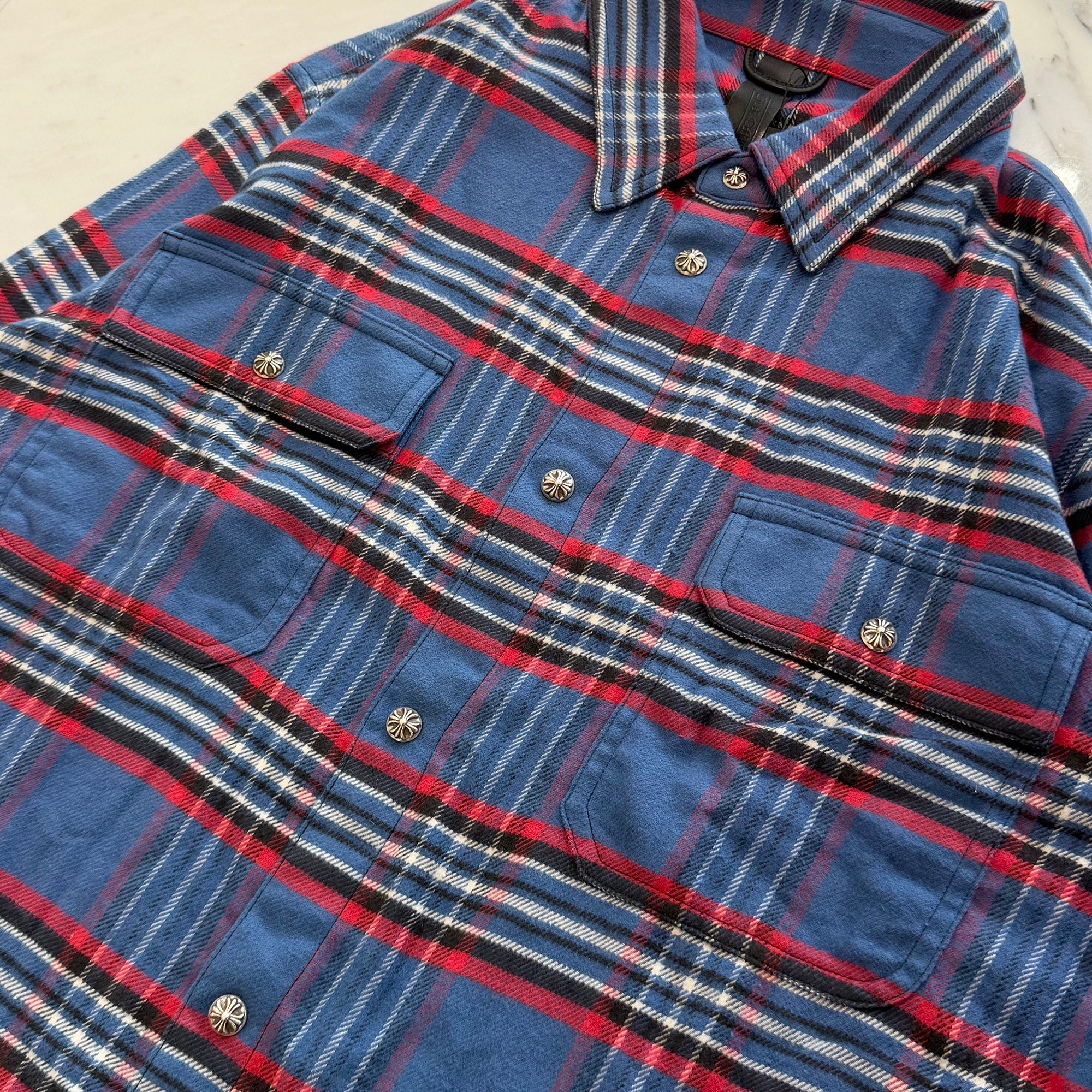 CHROME HEARTS Y NOT Cross Ball Button Check Shirt Size XL クロムハーツ ワイノット クロスボールボタン チェックシャツ サイズXL