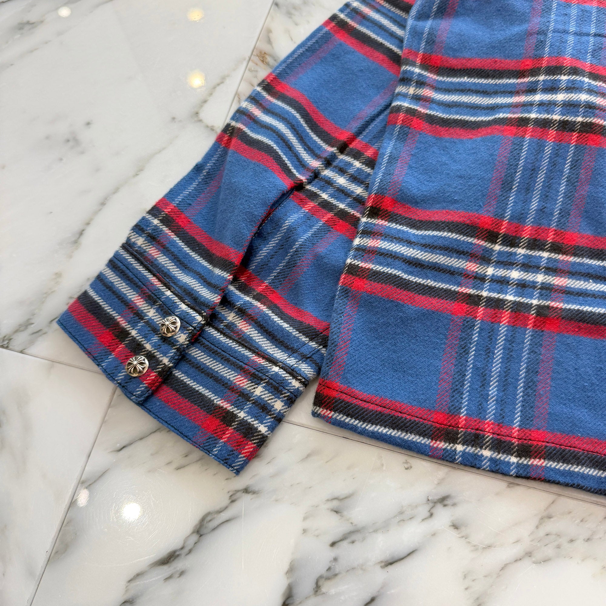 CHROME HEARTS Y NOT Cross Ball Button Check Shirt Size XL クロムハーツ ワイノット クロスボールボタン チェックシャツ サイズXL