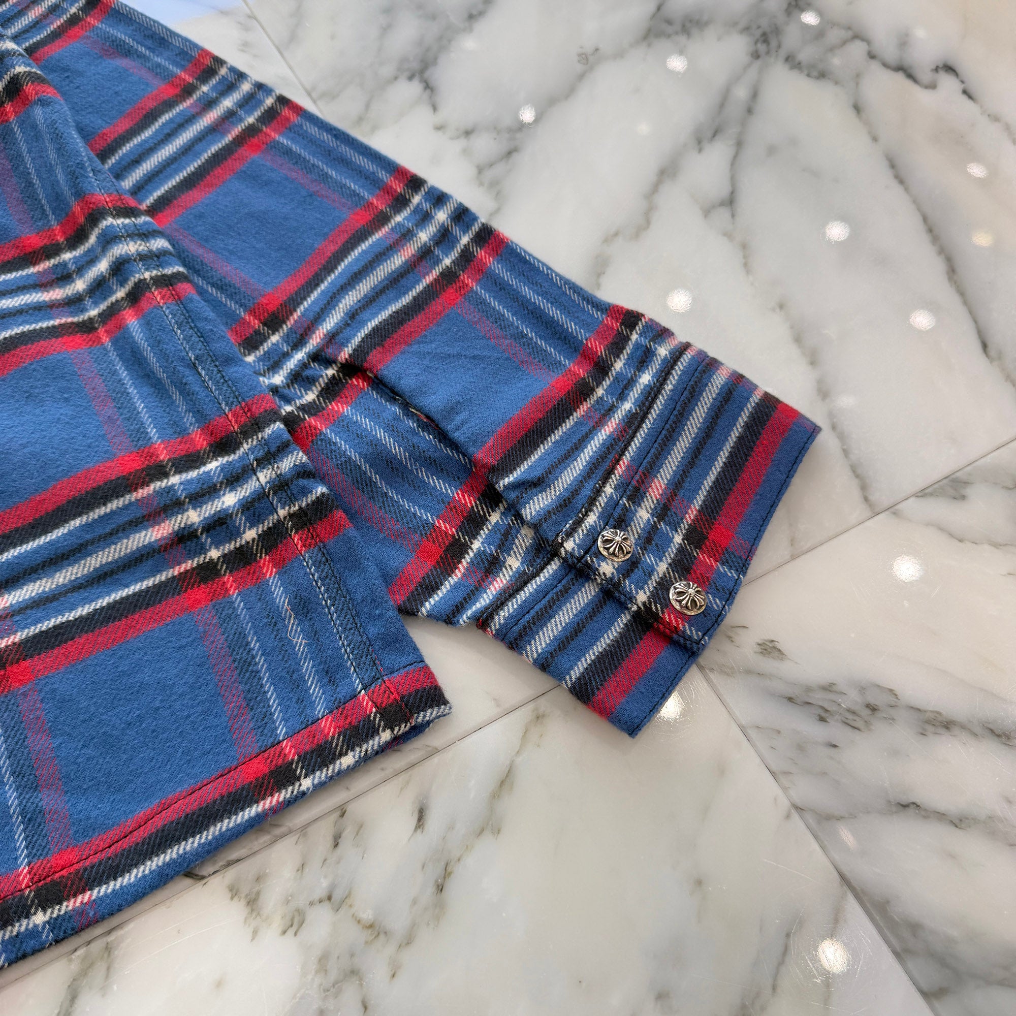 CHROME HEARTS Y NOT Cross Ball Button Check Shirt Size XL クロムハーツ ワイノット クロスボールボタン チェックシャツ サイズXL