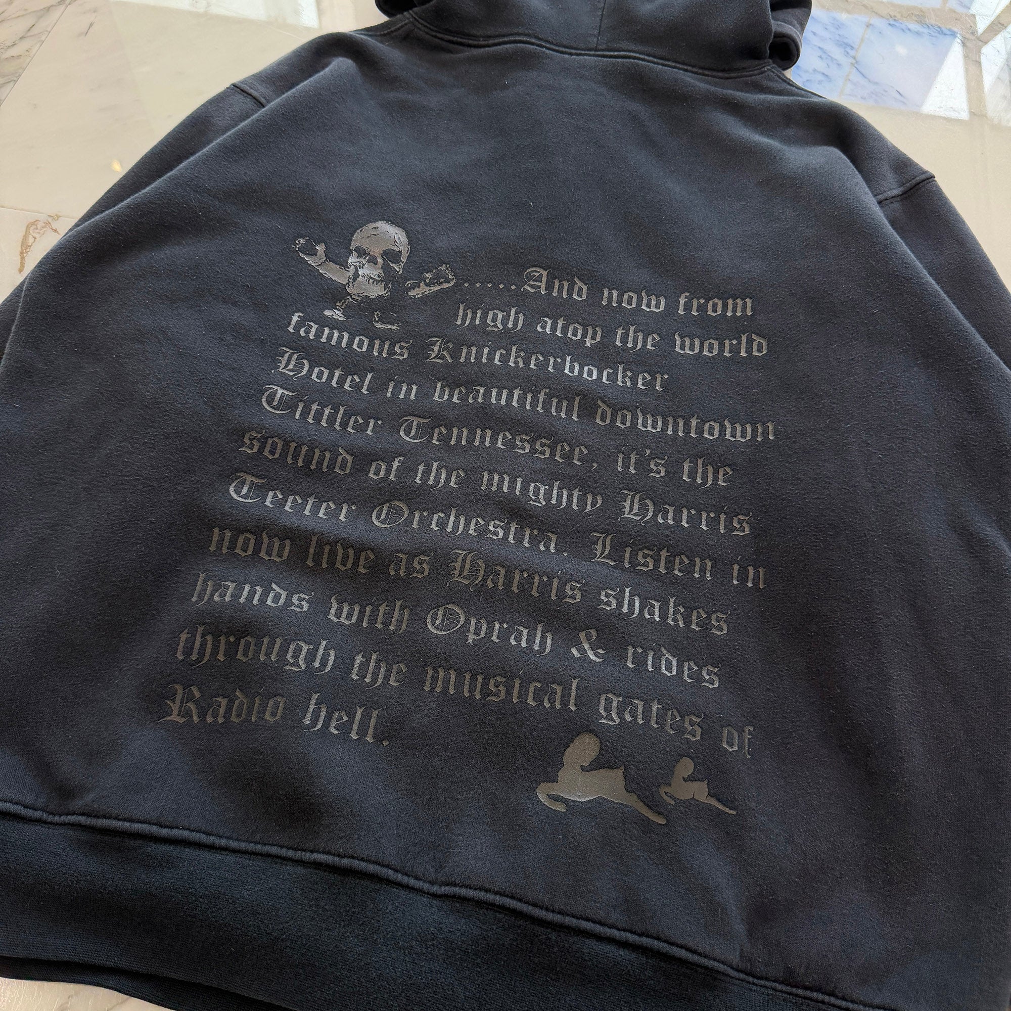 CHROME HEARTS FOTI Harris Teeter Back Knickerbocker Hotel Letter Print Thermal Zip Up Hoodie Size L クロムハーツ フォティ ハリスティーター バックニッカポッカホテル レタープリント サーマル ジップアップ フーディ サイズL