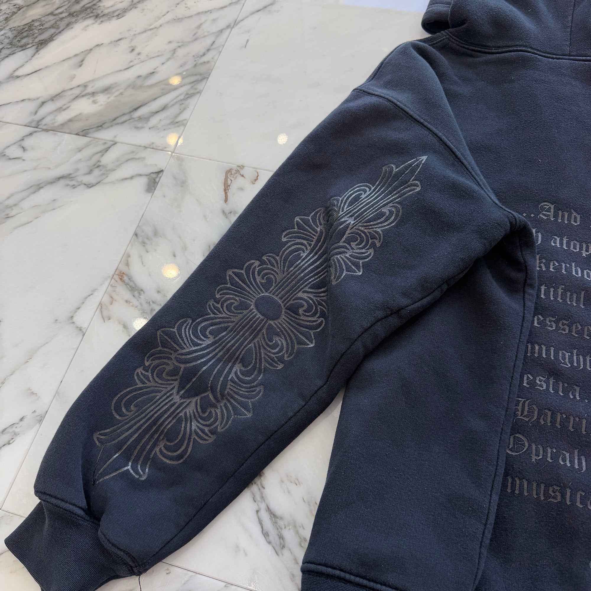 CHROME HEARTS FOTI Harris Teeter Back Knickerbocker Hotel Letter Print Thermal Zip Up Hoodie Size L クロムハーツ フォティ ハリスティーター バックニッカポッカホテル レタープリント サーマル ジップアップ フーディ サイズL