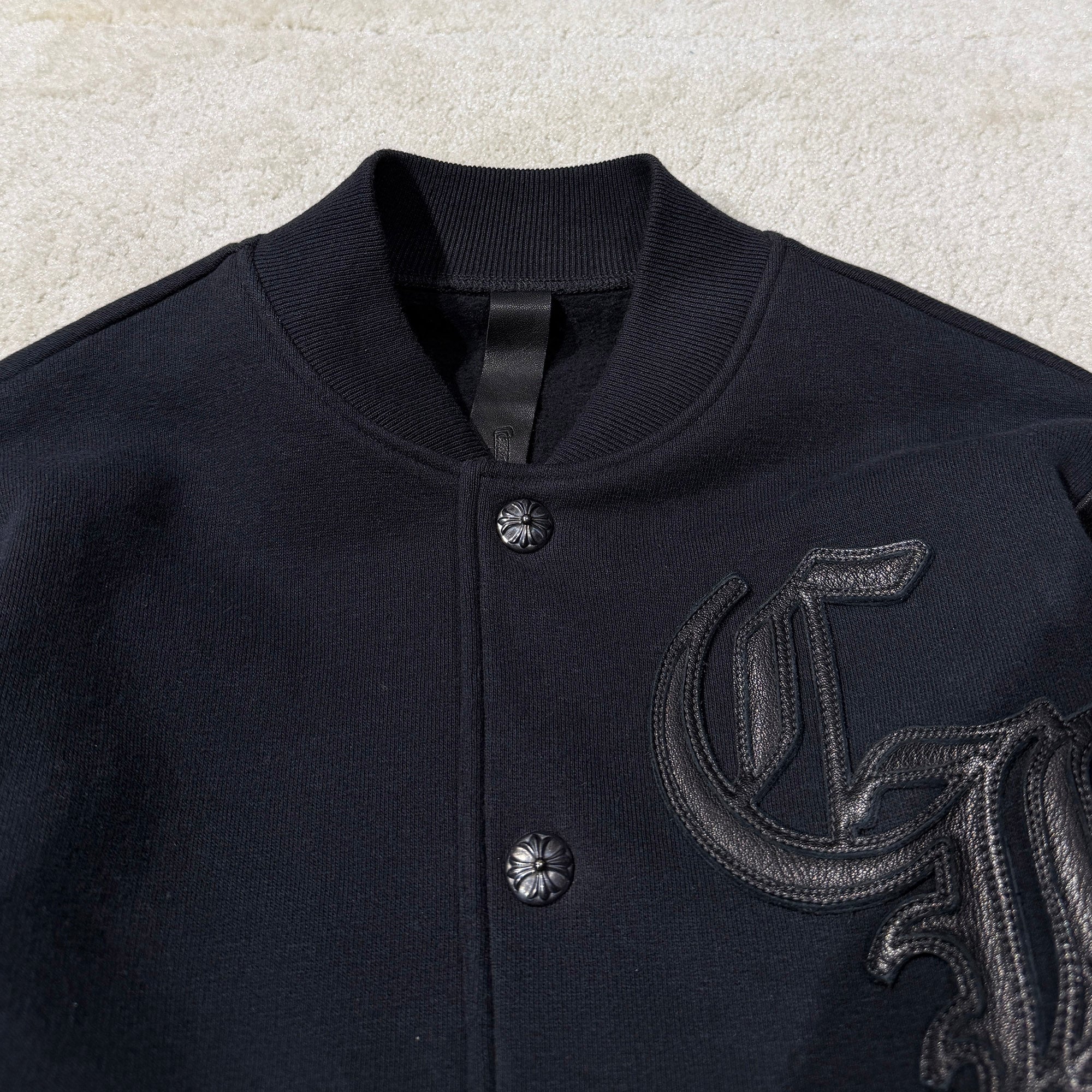 CHROME HEARTS LETTERMAN CH Leather Patch Blouson Jacket Size M