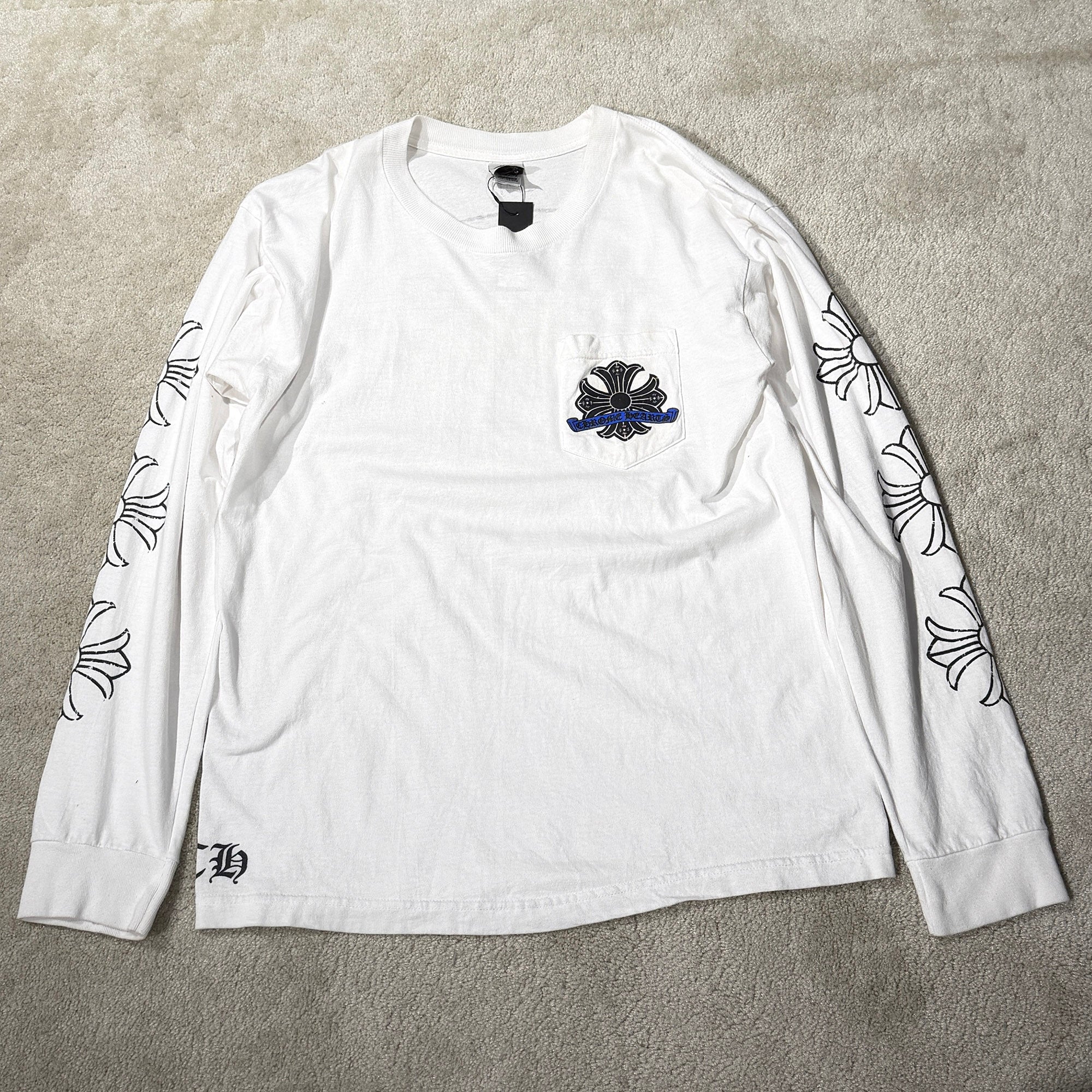 CHROME HEARTS Back Crack Horseshoe Print CH Plus Logo Long Sleeve Tee Size L クロムハーツ バック クラック ホースシュープリント CHプラス ロゴ ロングスリーブ Tシャツ サイズL
