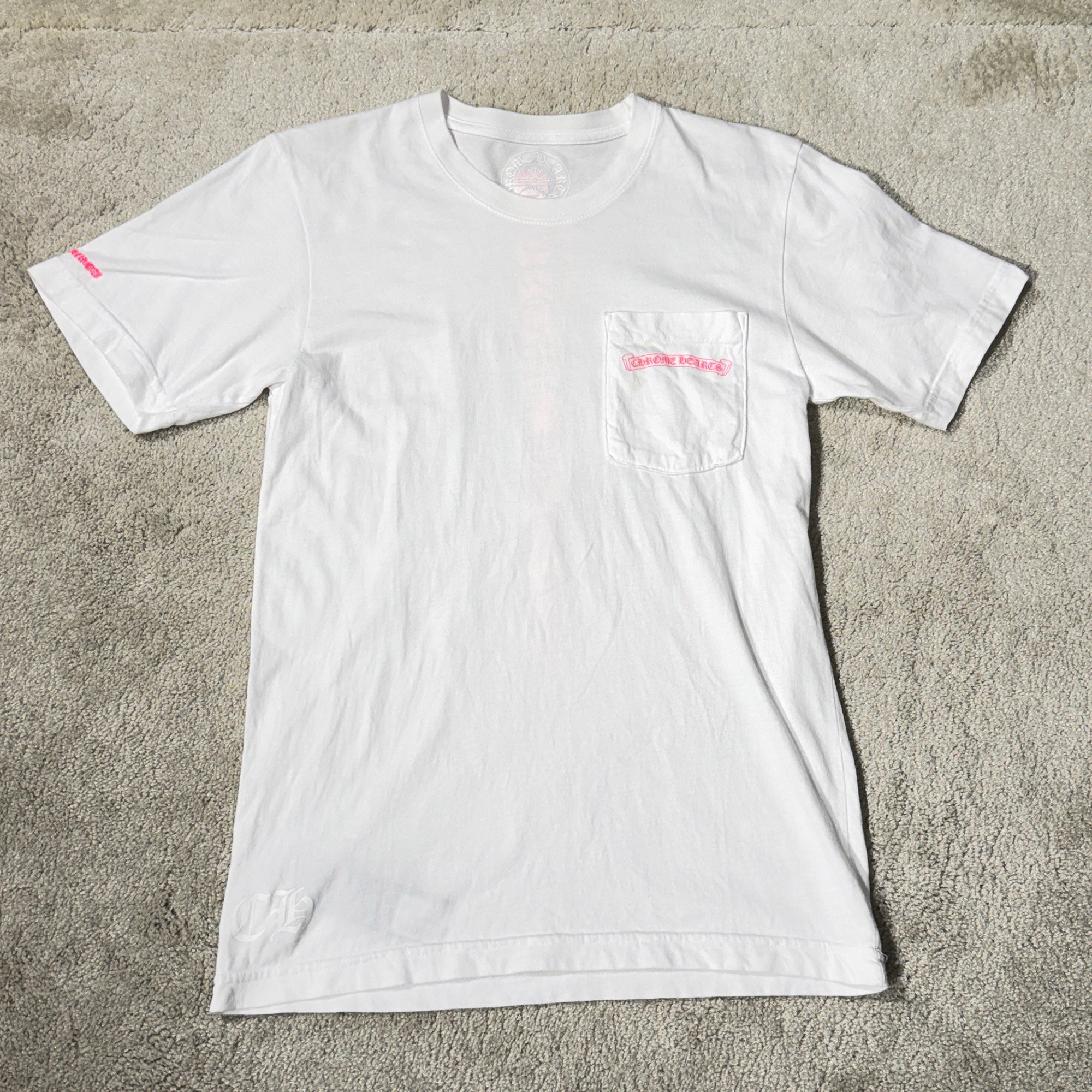 CHROME HEARTS Pink Made In Hollywood Vertical Logo Tee Size S クロムハーツ ピンク メイドインハリウッド ヴァーティカルロゴ Tシャツ サイズS