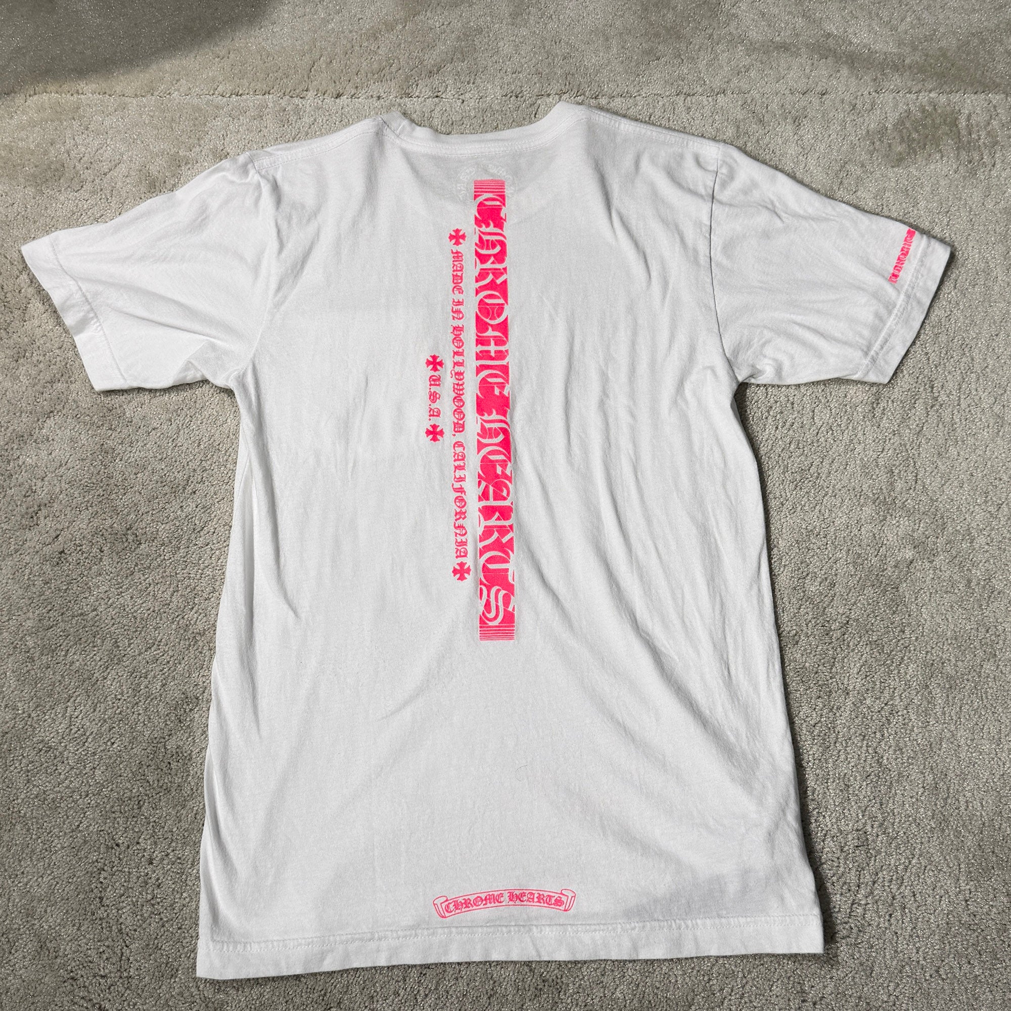 CHROME HEARTS Pink Made In Hollywood Vertical Logo Tee Size S クロムハーツ ピンク メイドインハリウッド ヴァーティカルロゴ Tシャツ サイズS