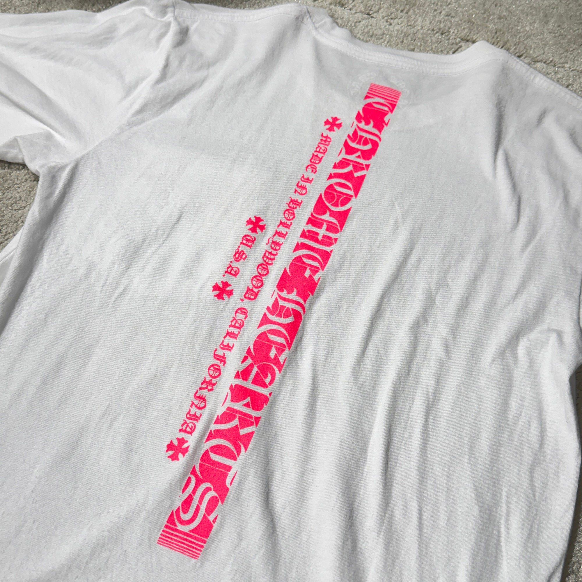 CHROME HEARTS Pink Made In Hollywood Vertical Logo Tee Size S クロムハーツ ピンク メイドインハリウッド ヴァーティカルロゴ Tシャツ サイズS
