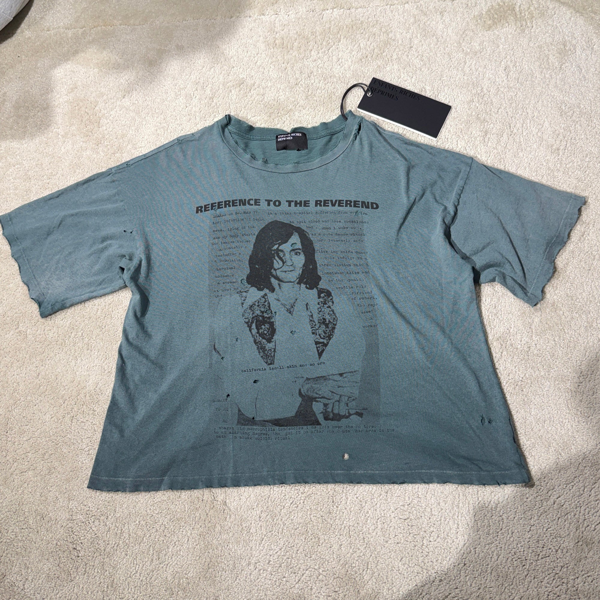 Enfants Riches Déprimés 2024SS " Reverend" Damage Tee Size M アンファン リッシュ デプリメ "レヴァレンド" ダメージ Tシャツ サイズM