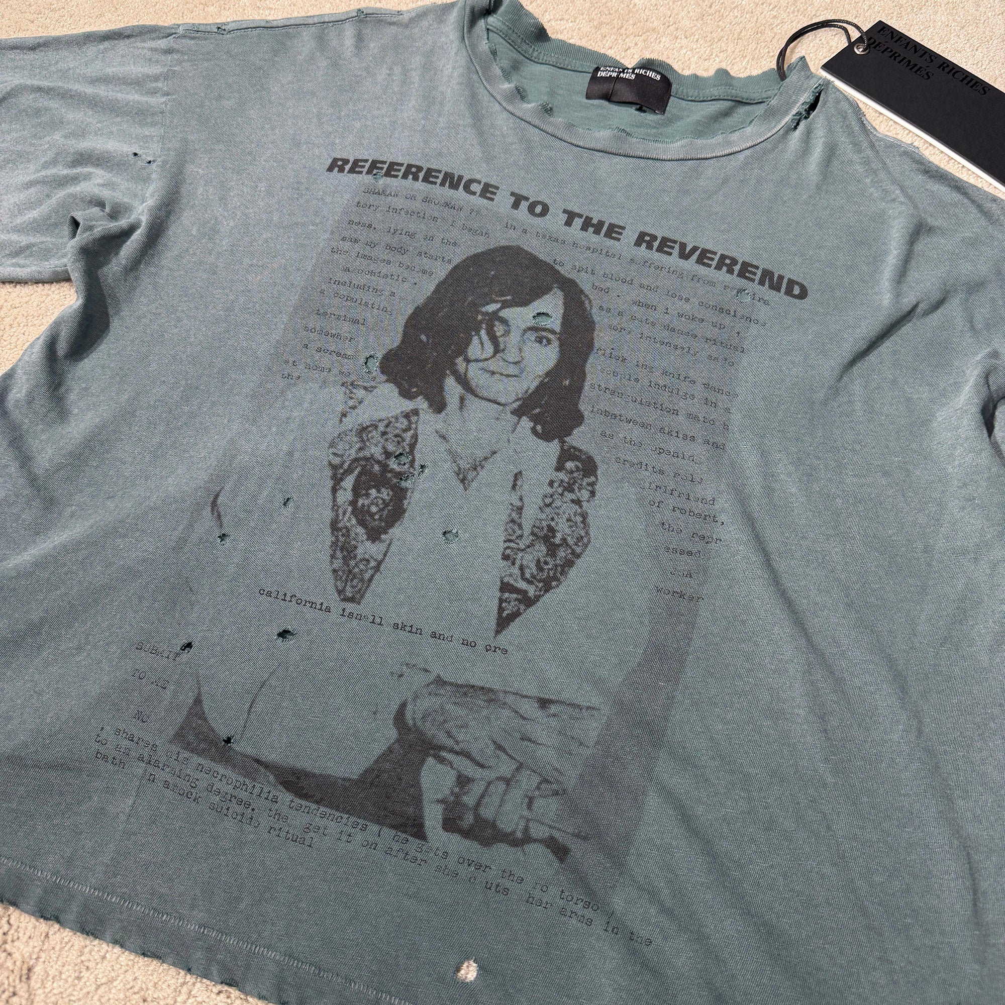 Enfants Riches Déprimés 2024SS " Reverend" Damage Tee Size M アンファン リッシュ デプリメ "レヴァレンド" ダメージ Tシャツ サイズM